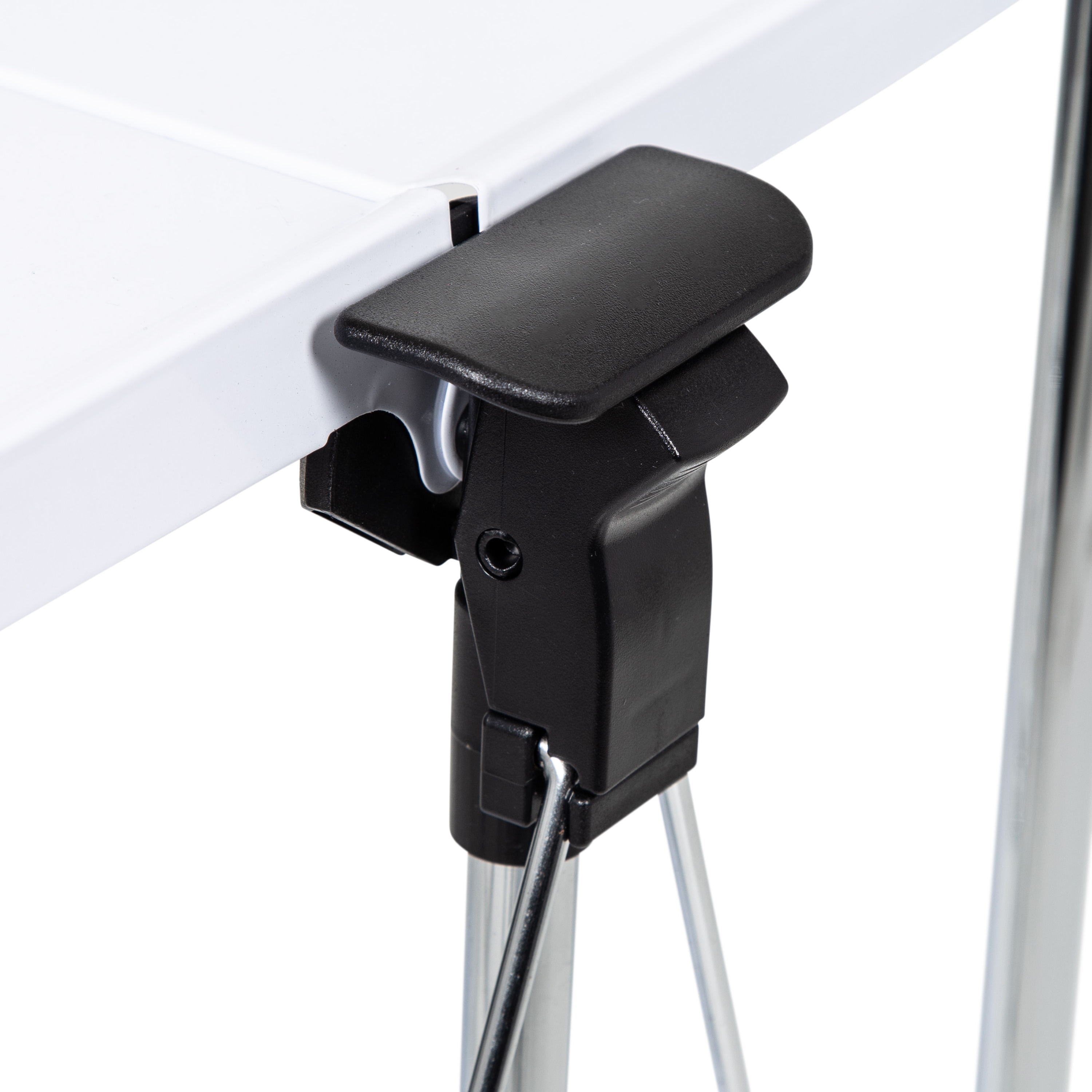 White and Chrome Foldable Kitchen Cart with Storage