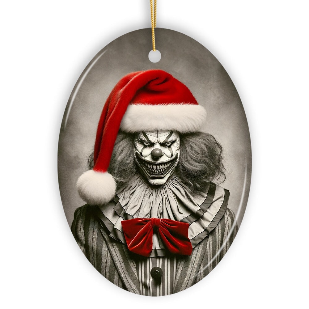 OrnamentallyYou 2105 Frightening Clown with Santa Hat Ornament Terrifying Holiday Keepsake for Spooky Tree Decor
