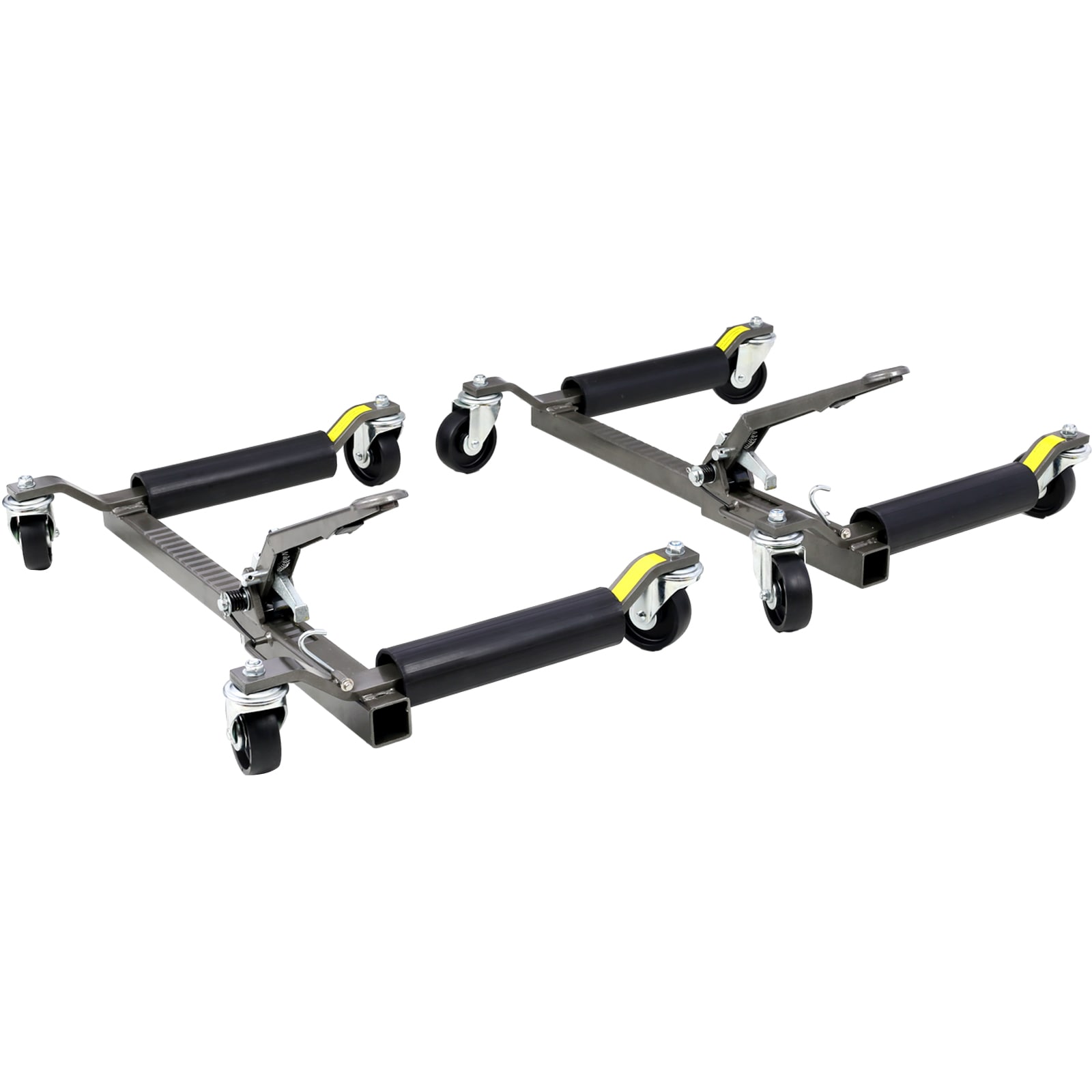 Kahomvis GH-QP214-255 Set Of (2) Wheel Dolly Car Skates Vehicle Positioning Hydraulic Tire Jack Ratcheting Foot Pedal Lift Hydraulic Car Wheel Dolly, 1,250Lbs