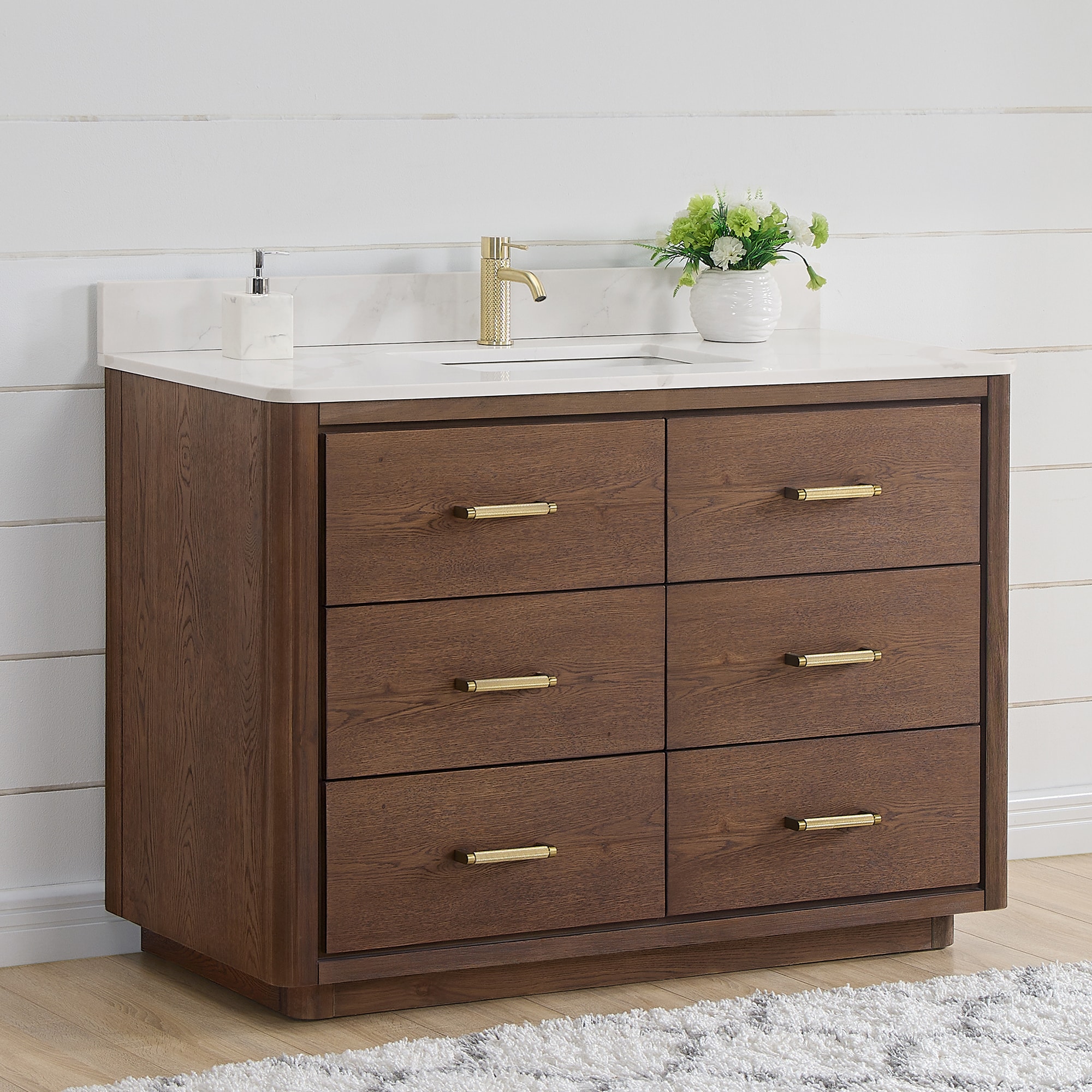 Vinnova Porto 48 in. Free-standing Single Bath Vanity in Aged Natural ...