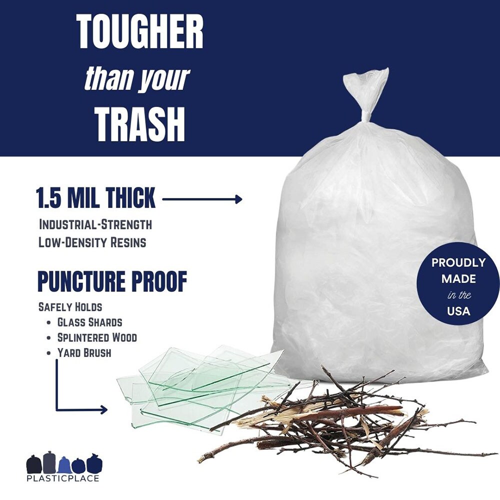 Plasticplace 4 Gallon Low Density Trash Bags, 250 Count, White