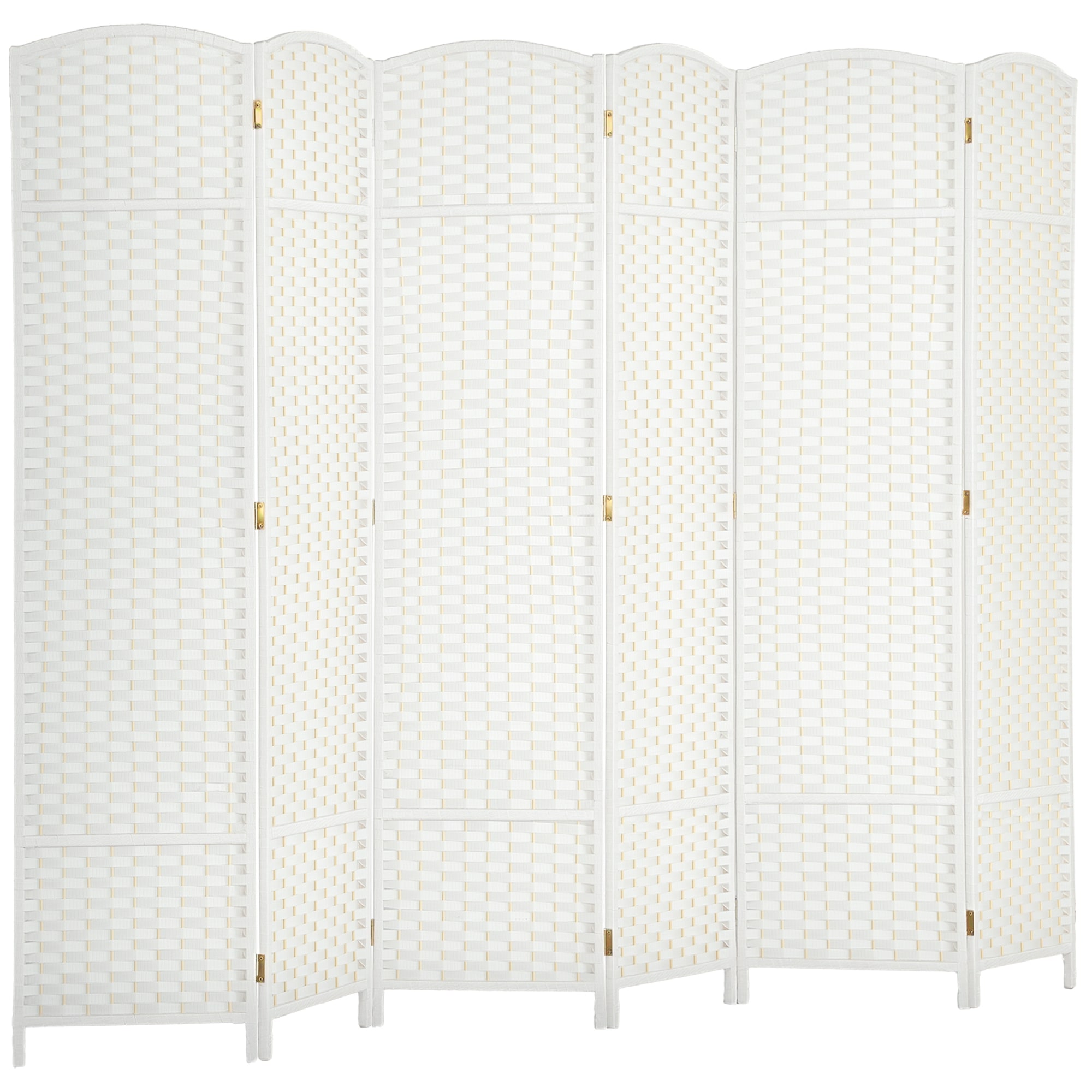 HomCom 830-814V01WT Room Divider  6 Panel Folding Privacy Screen  5.6' Tall Freestanding Partition for Home Office  Bedroom  White