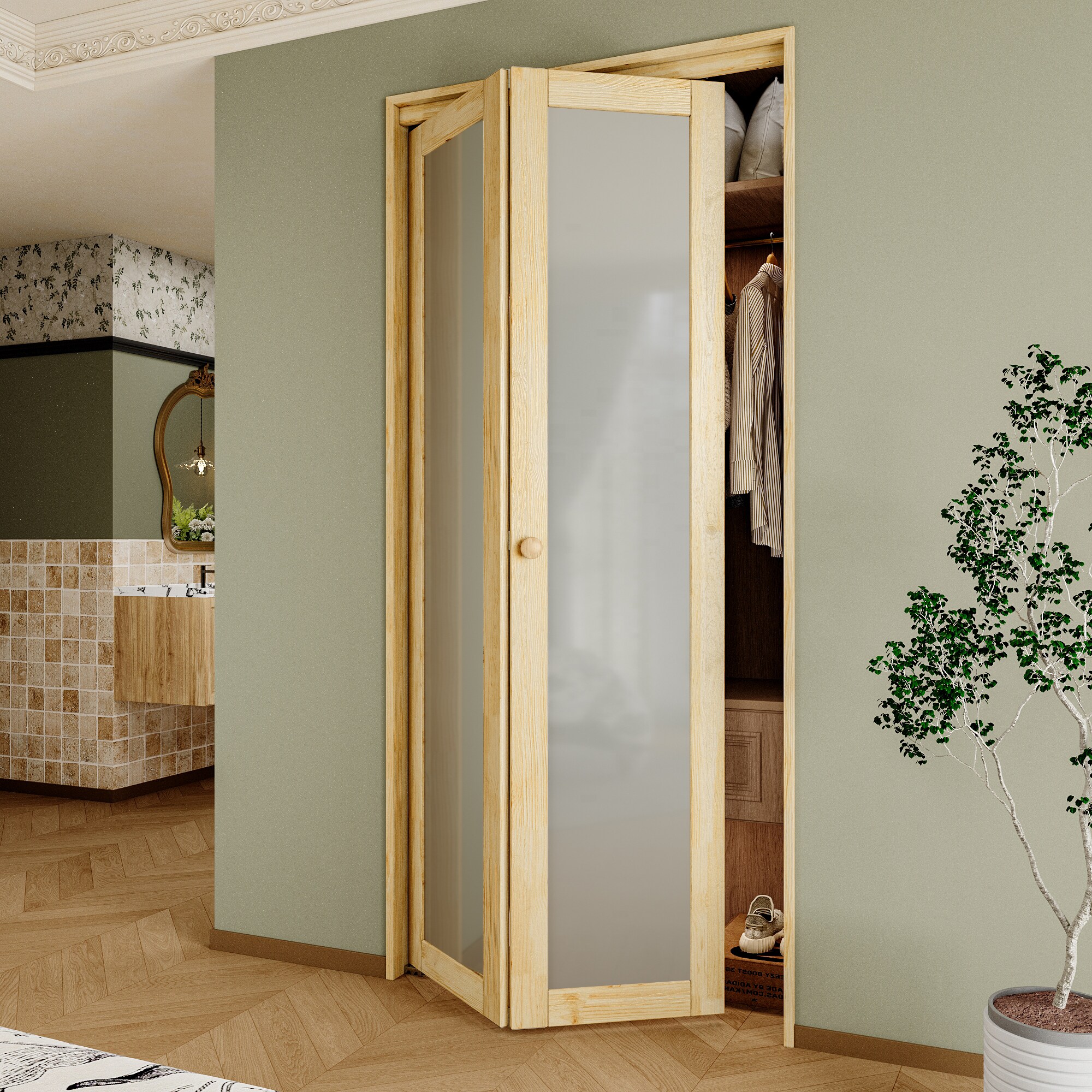JUJUBON IN-CD-BIPW-1L-BF-36 Bifold-Sliding-Closet-Doors - View #4