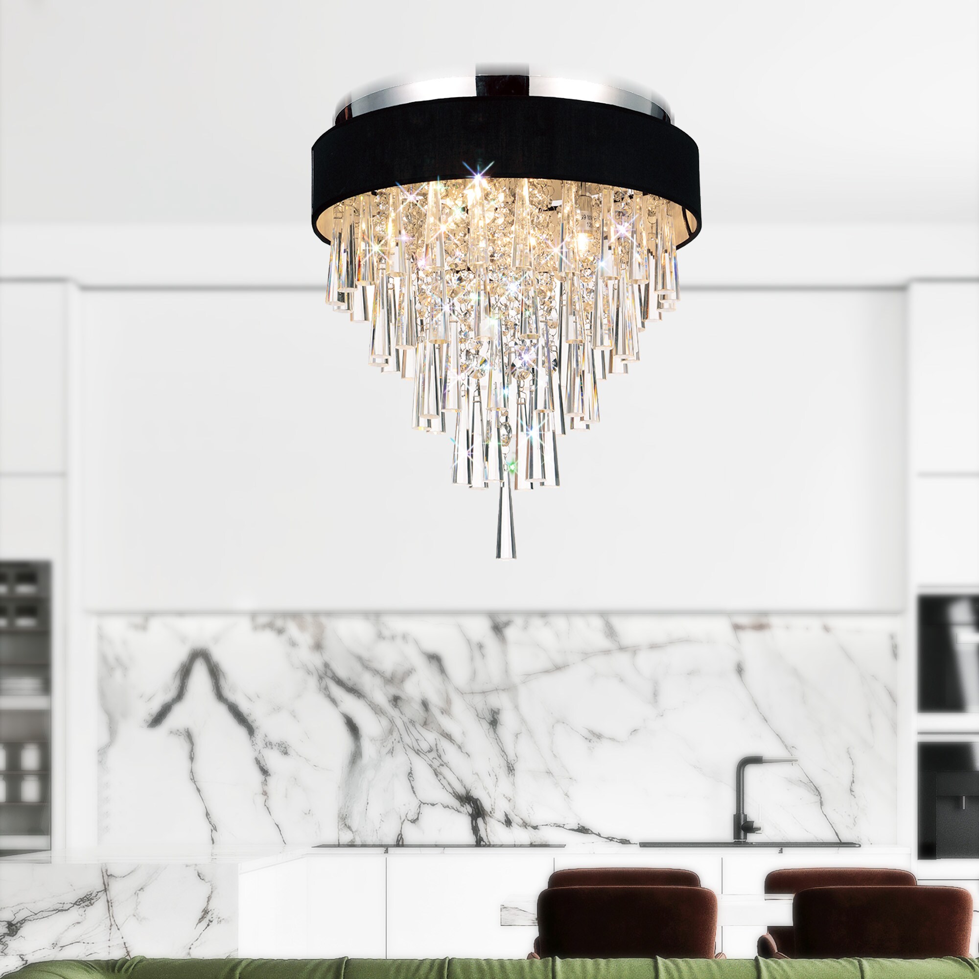 CWI Lighting 5523C16C (BLACK) Franca 4 -Light 16.0-in Chrome Flush Mount Light