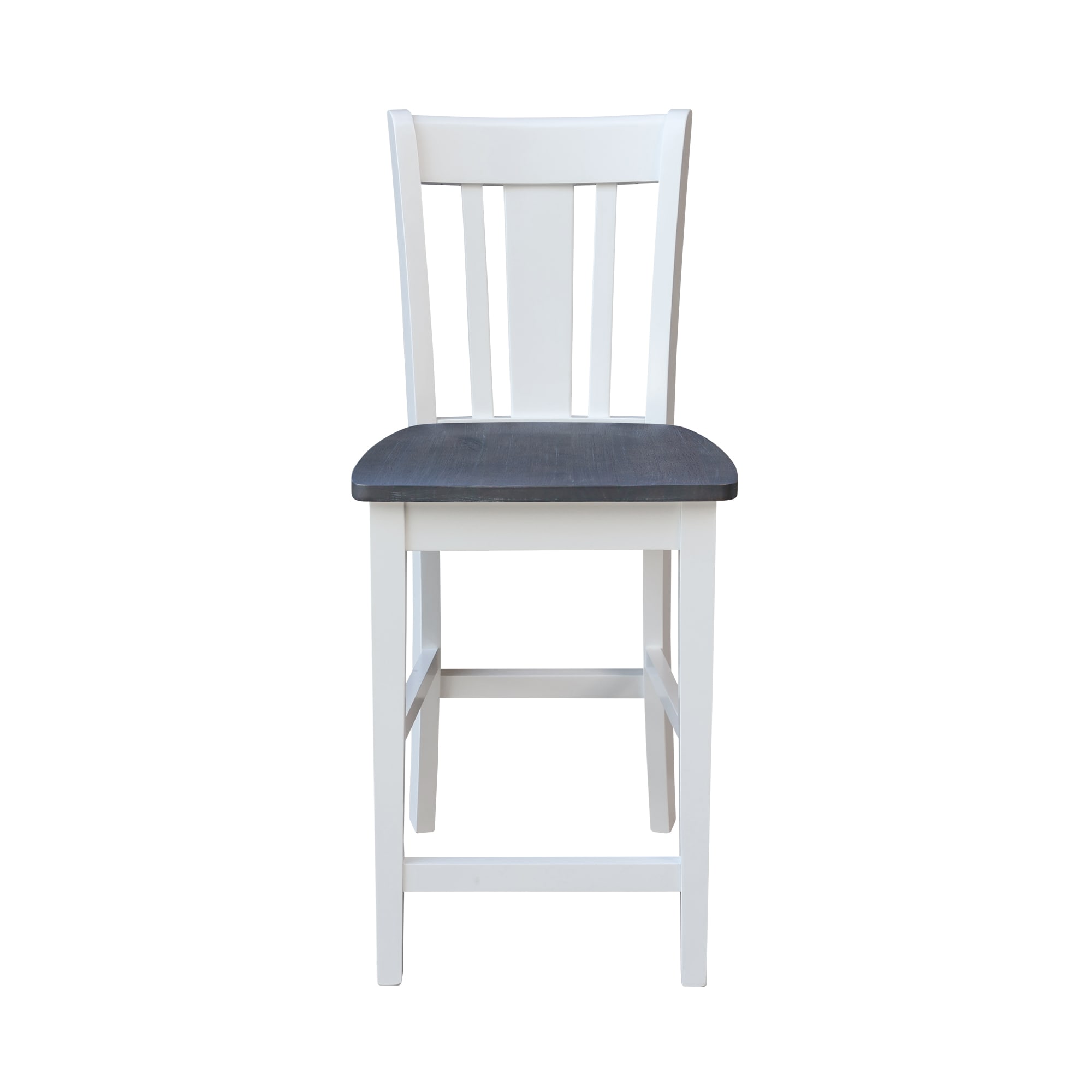 San Remo 24" White and Heather Gray Solid Hardwood Counter Stool