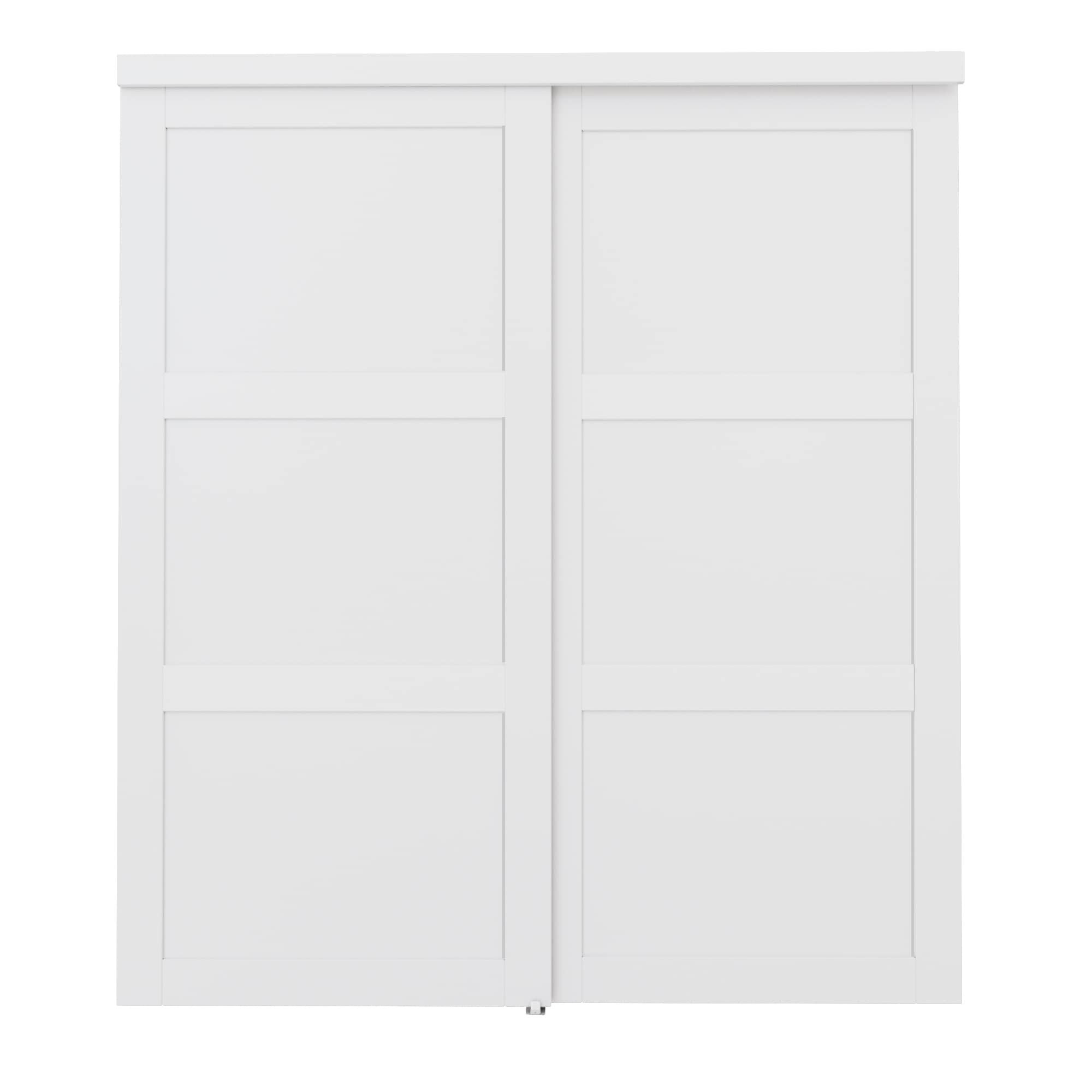 JUJUBON IN-CD-SLSD-XB-96-72 Closet Door 72-in x 96-in White 3-panel square Textured Solid core Prefinished MDF Closet Sliding Door ( Hardware Included )