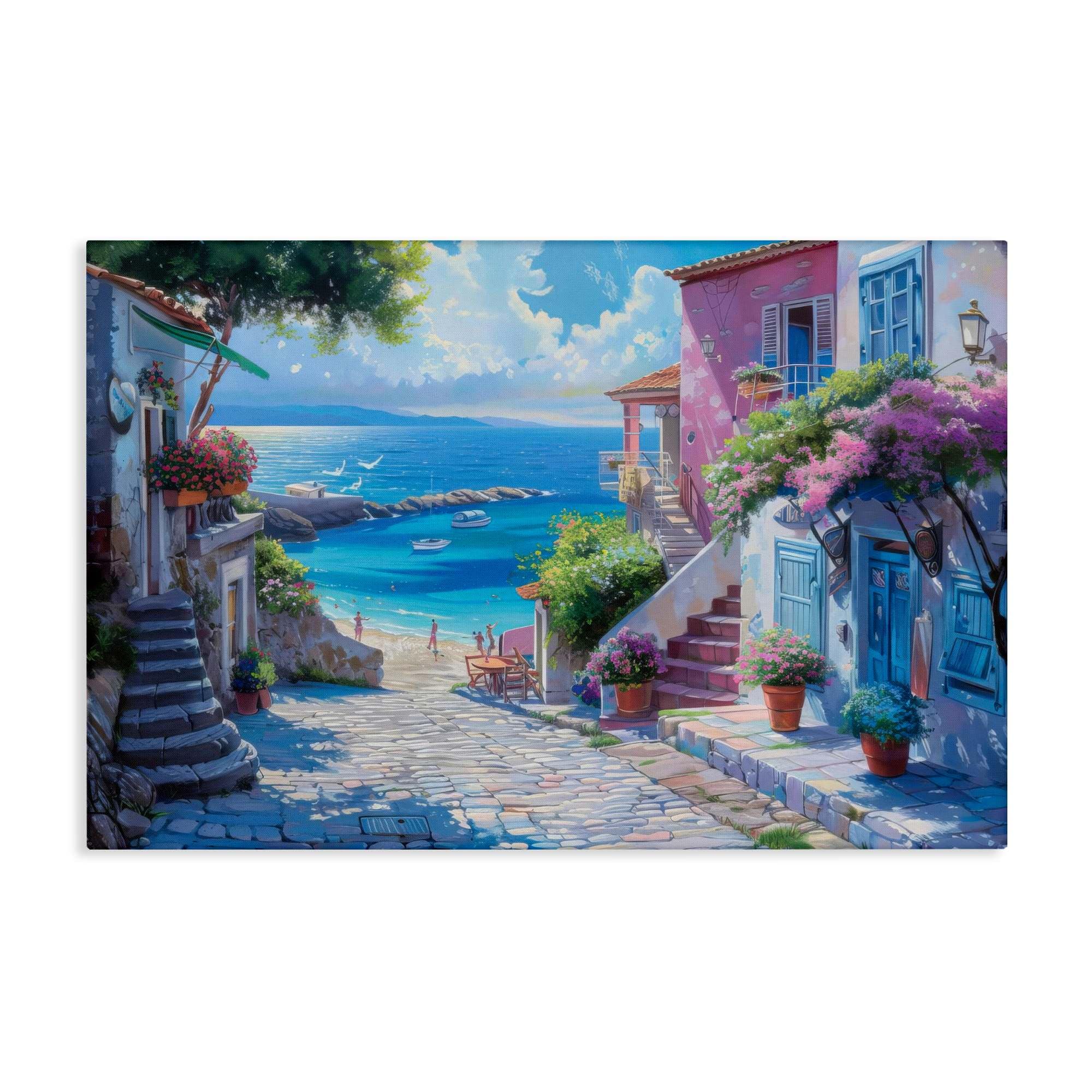 Stupell Industries BT-729-CN-30X45 Seaside Village Cobblestones Canvas design by LSR Design Studio