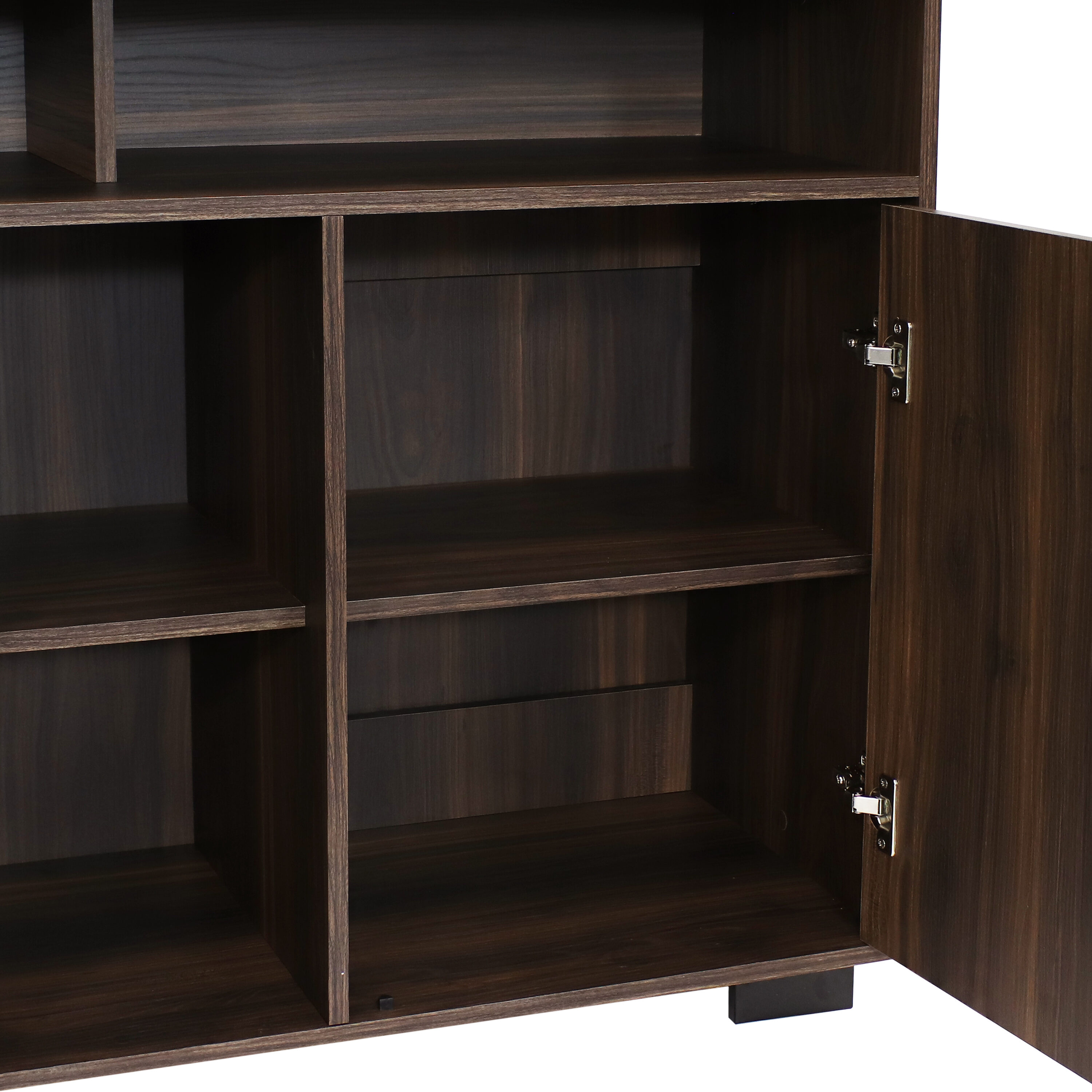 Anthony Coffee Brown Pine MDF Sideboard Buffet Cabinet with Shelves