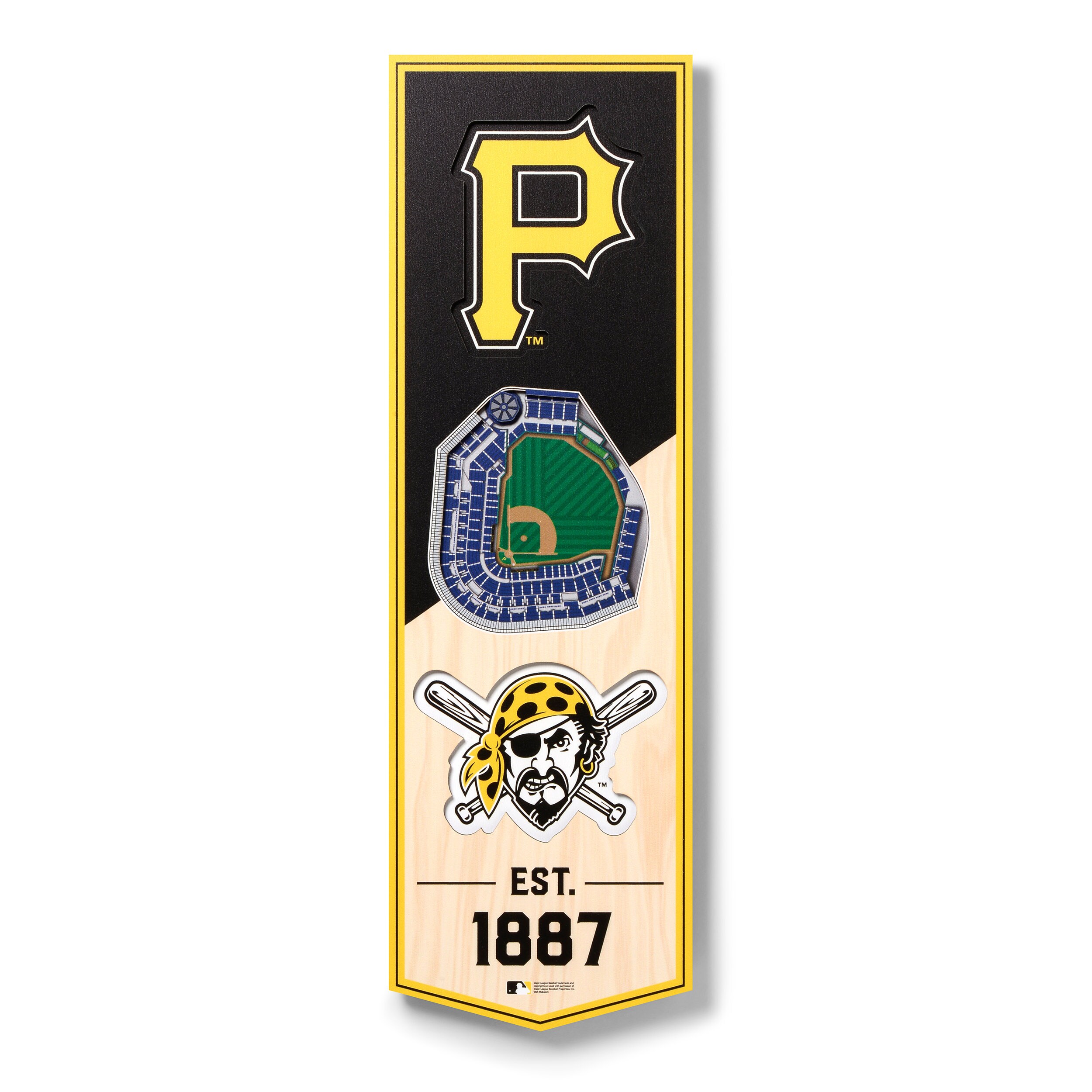 YouTheFan MLB Pittsburgh Pirates Wooden 8 in. x 32 in. 3D Stadium