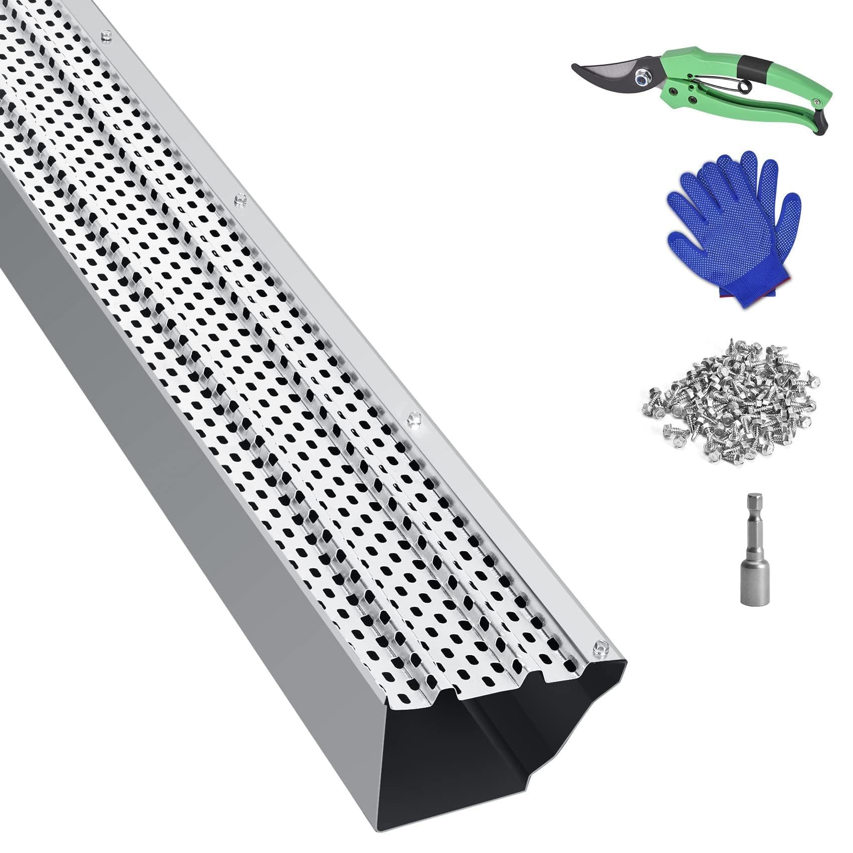 Anqtovp Gutter Guard 5 inch Heavy Duty Aluminum Leaf Guard Easy On DIY ...