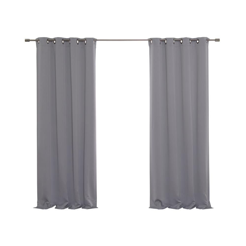Best Home Fashion GROM-FR-84-GREY 84-Inches Grey Blackout Grommet Curtain panel pair
