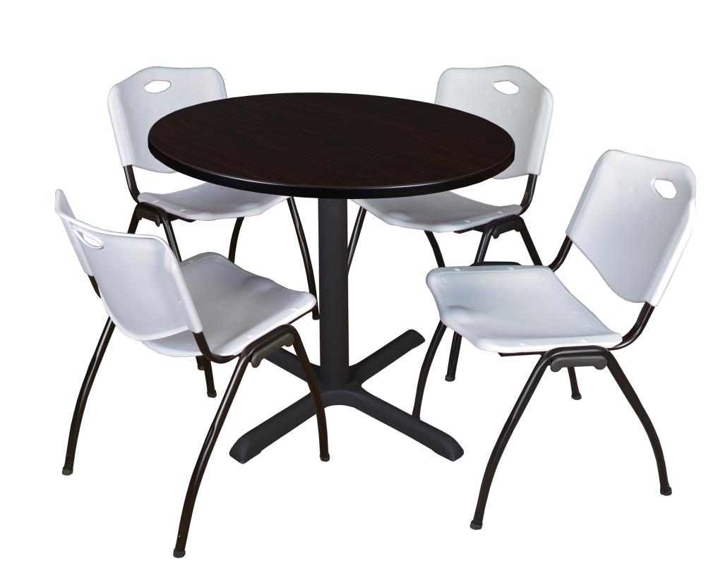 Regency TB42RNDMW47GY Breakroom Brown 4-Person Training Table (42-in W x 29-in H)