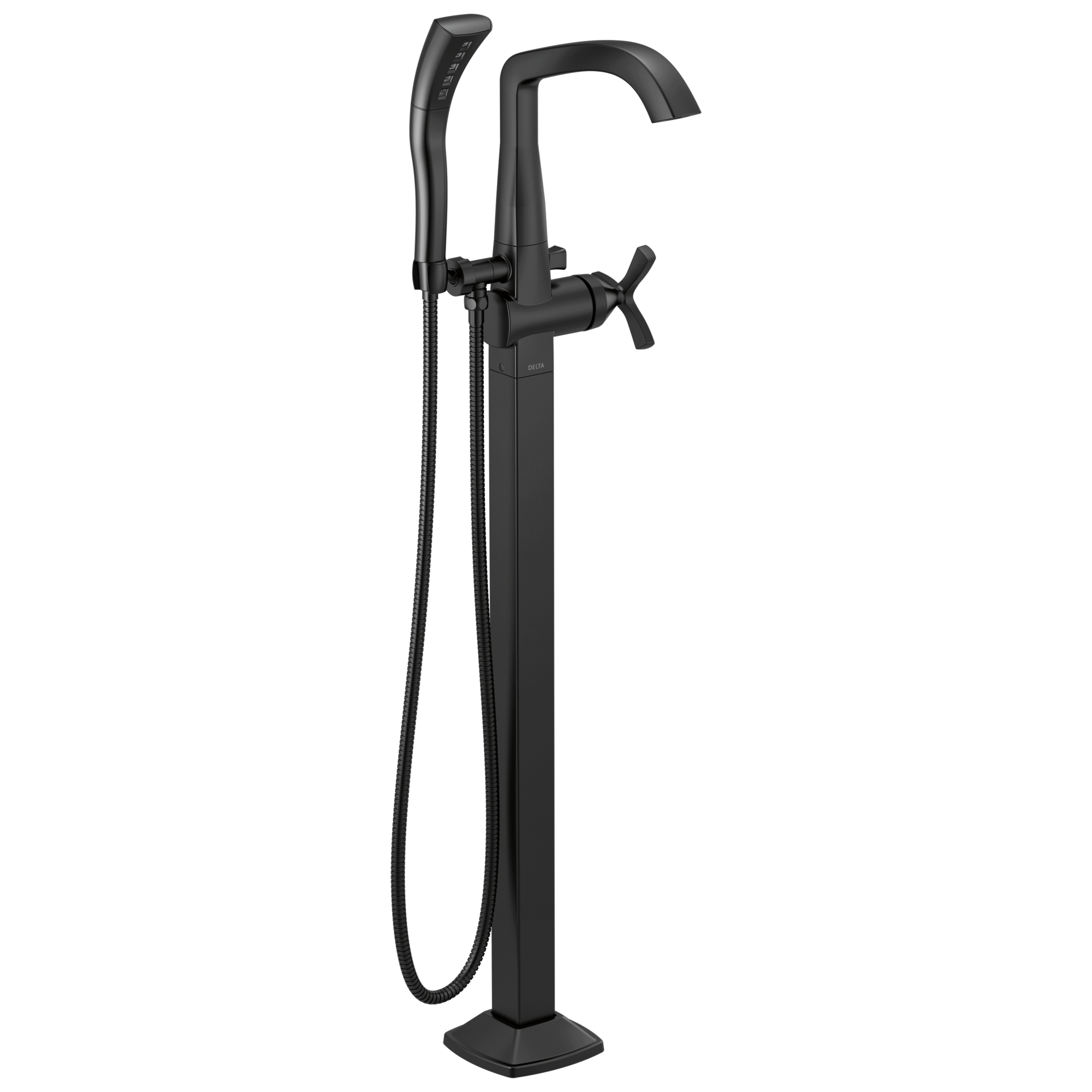 Delta T47766-BLFL Stryke Matte Black 1-handle Freestanding Mid-arc Bathtub Faucet