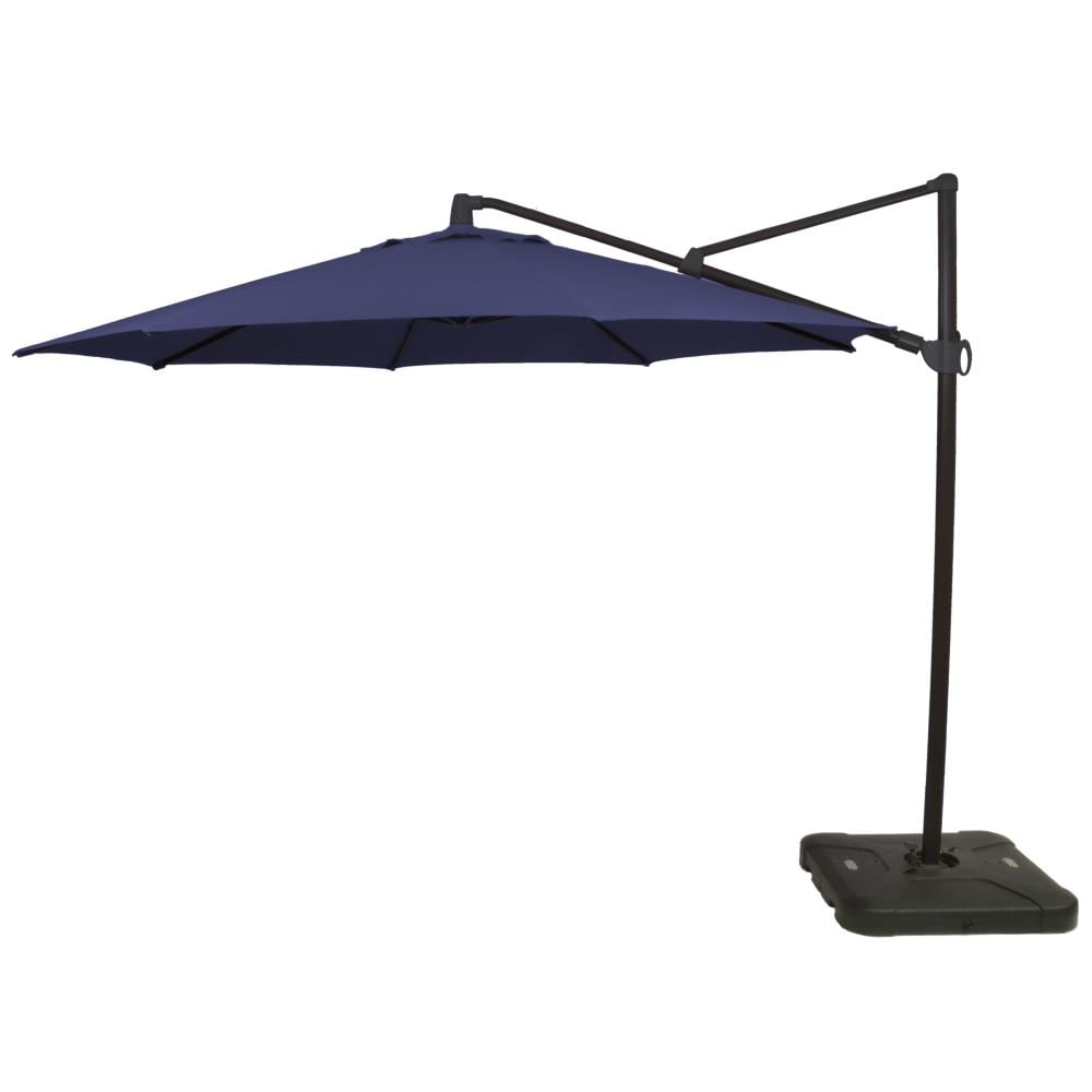 Plantation Patterns 9119-012176BK 11-ft Navy Crank Offset Patio Umbrella with Base
