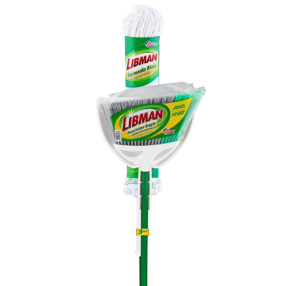 Libman 10-in Poly Fiber Multi-surface Angle with Dustpan Upright Broom in  the Brooms department at