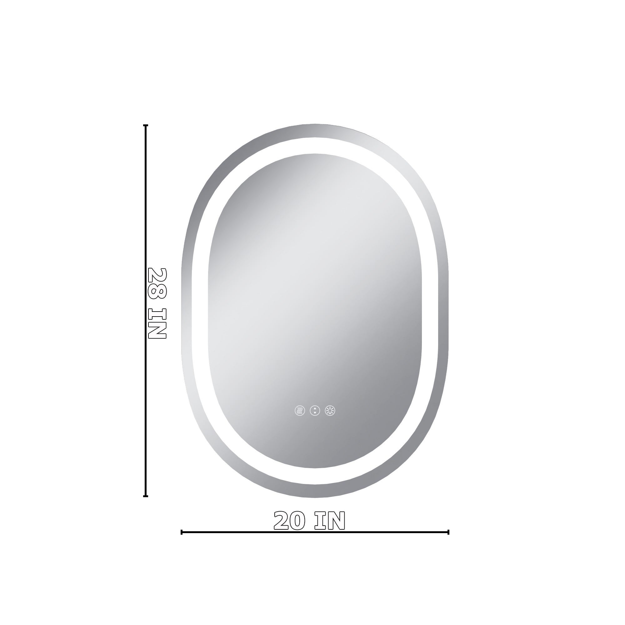 Boyel Living BLL060J-5070 Round Frontlit Glass Bathroom Vanity Mirror Dimmable LED Fog-Free HorizontalVertical Use 20-in x 28-in