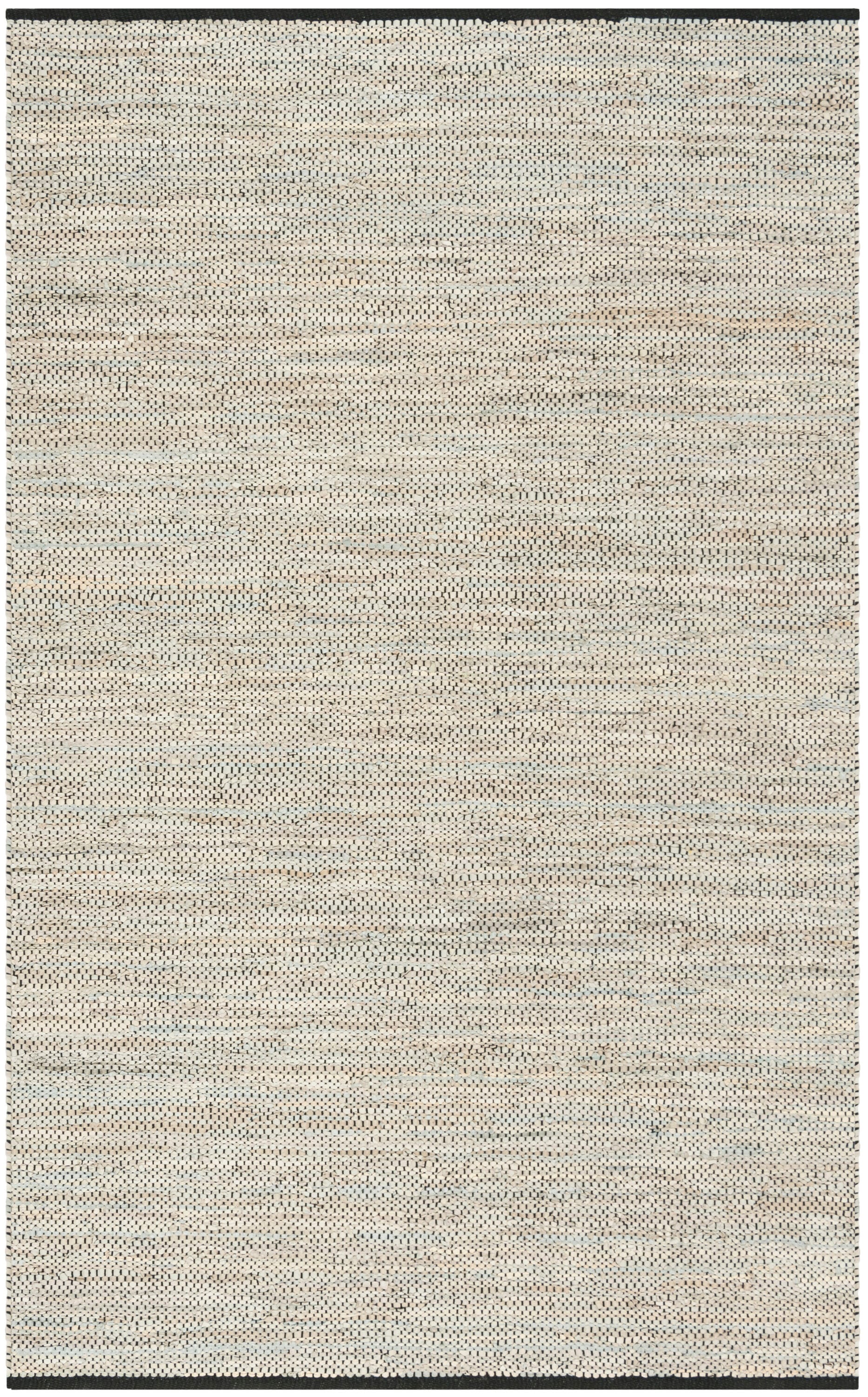Beige Handwoven Leather 5' x 8' Area Rug
