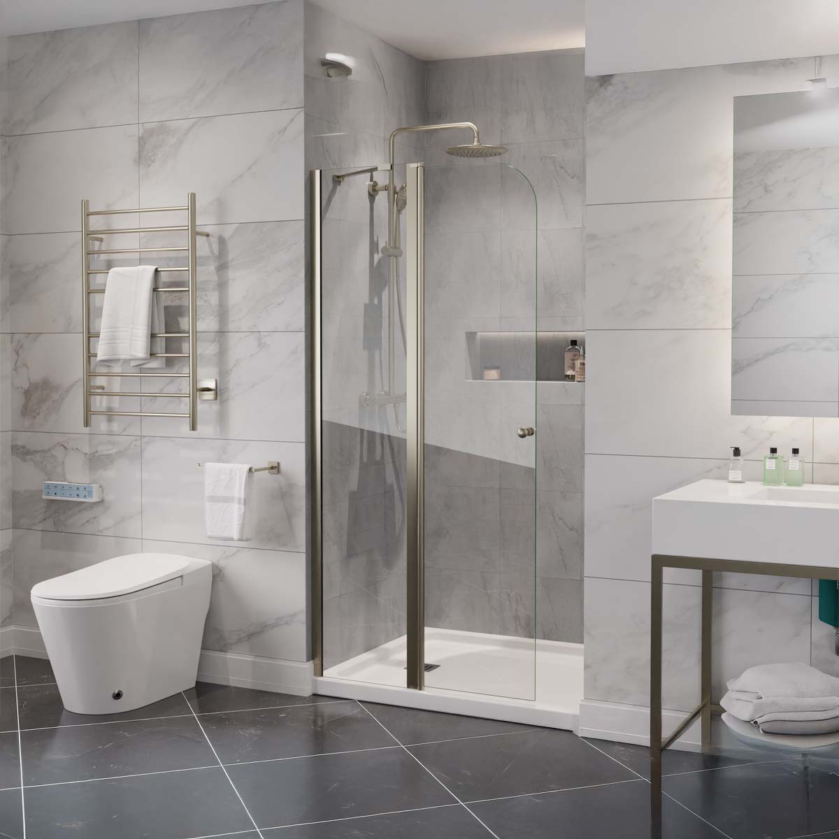 ANZZI Romance Series Brushed Nickel 33-1/8-in to 34-7/8-in W x 72-in H Frameless Clear Glass Pivot Shower door