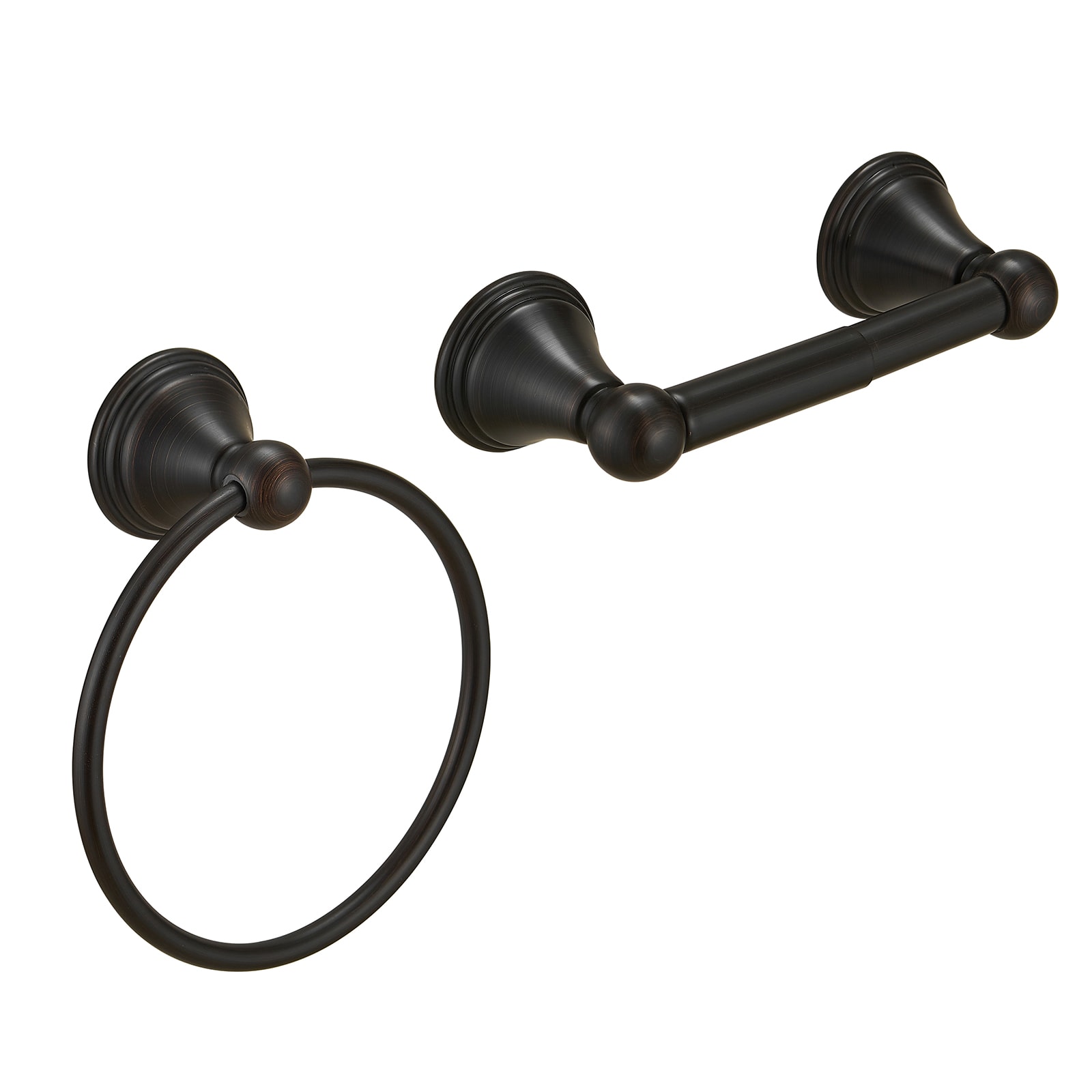 BWE R004-ORB-2 2 -Piece Antique Echo Oil Rubbed Bronze Decorative Bathroom Hardware Set Toilet Paper Holder, Towel Ring Included