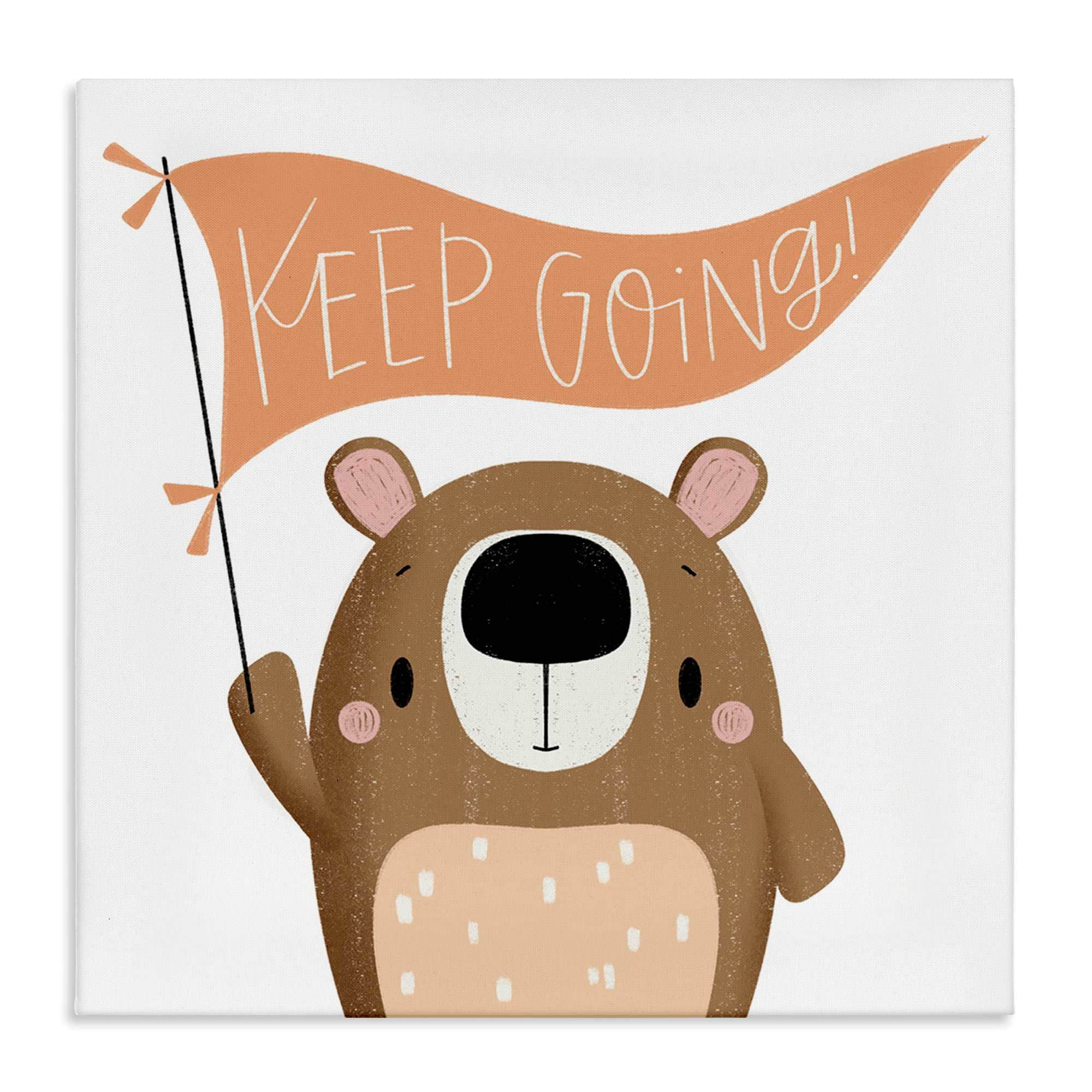 Stupell Industries BT-422-CN-17X17 Motivational Bear Keep Going Canvas Wall Art By Sarah Hickman 17 x 17