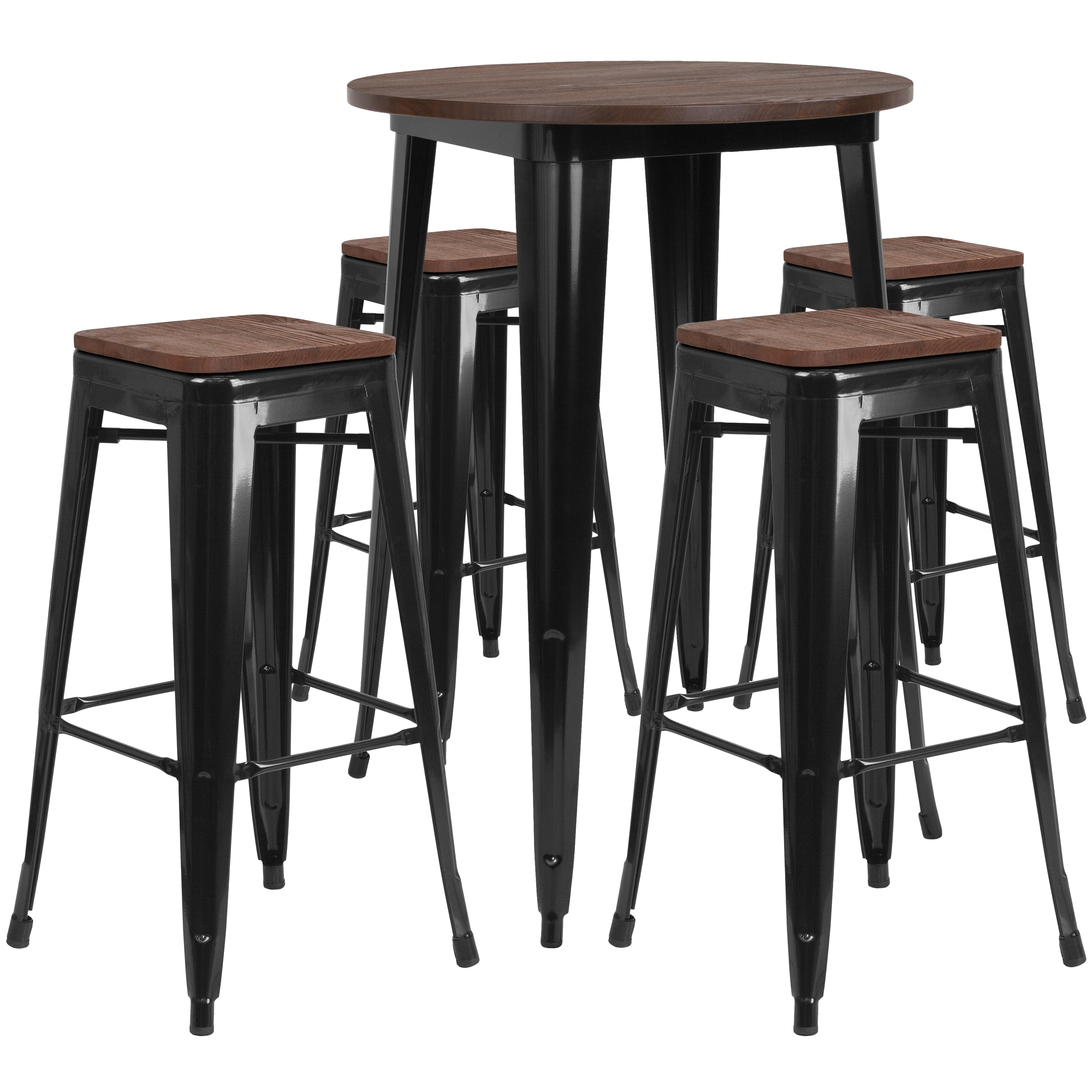 Flash Furniture 889142499756 Black Contemporary/Modern Dining Room Set with Round Table ( Seats 4 )