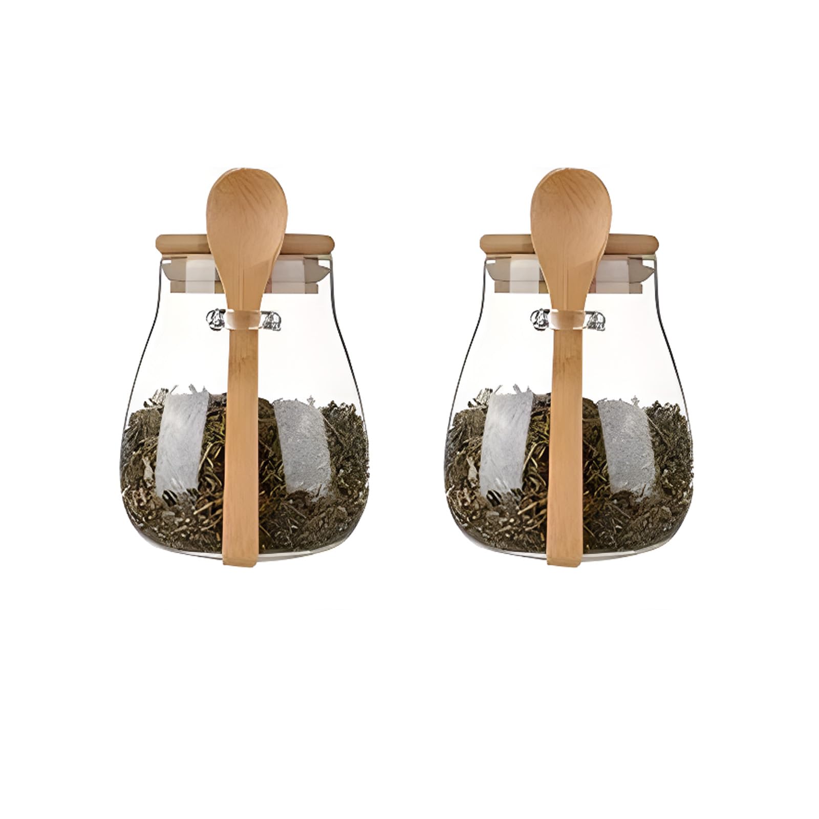 DHMHD Airtight glass jar storage container Set of 2 wide mouth leak ...