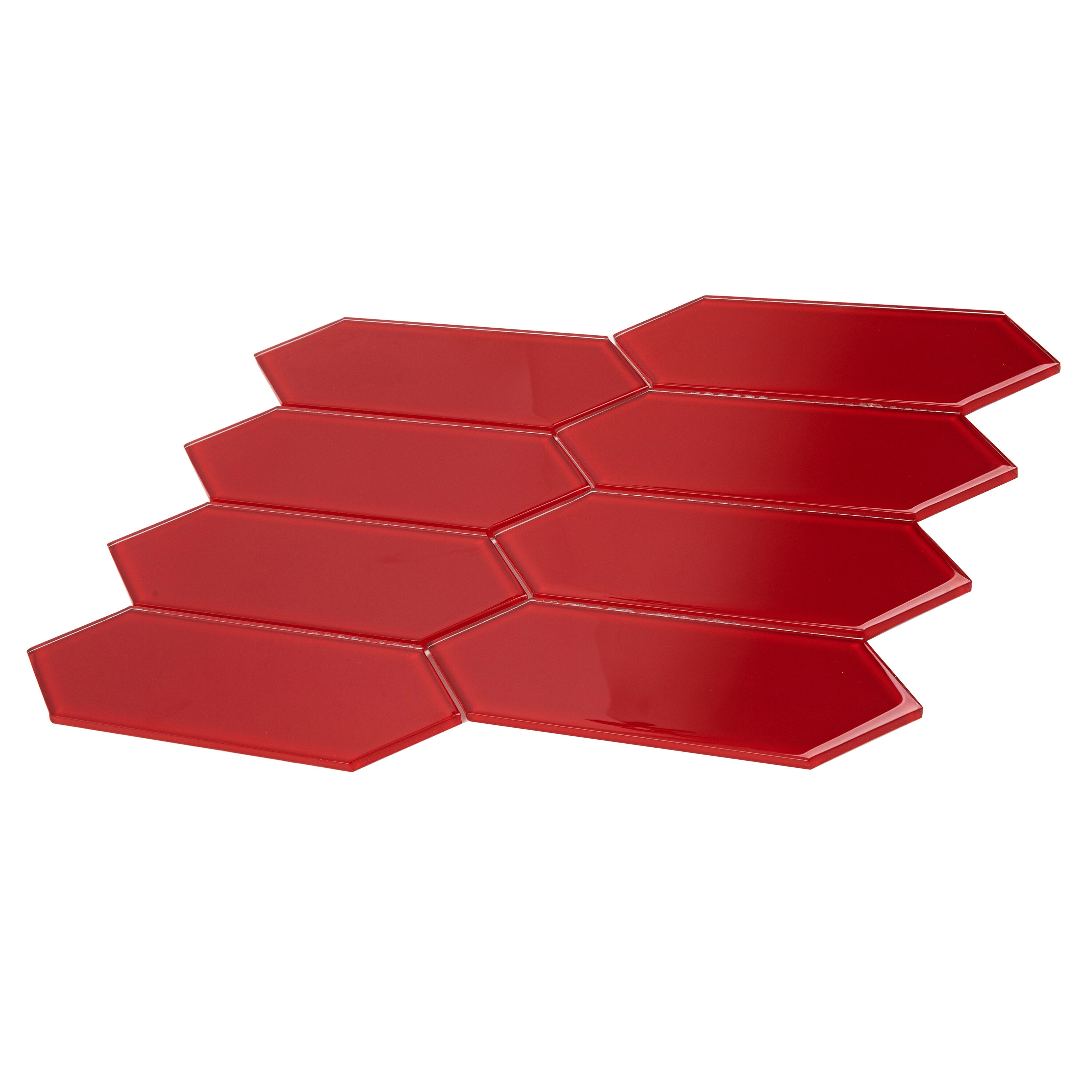 Giorbello G1122 Picket Hexagon Ruby Red 3-in x 9-in Glossy Glass Subway Hexagon Wall Tile (5.8-sq. ft/ Carton)