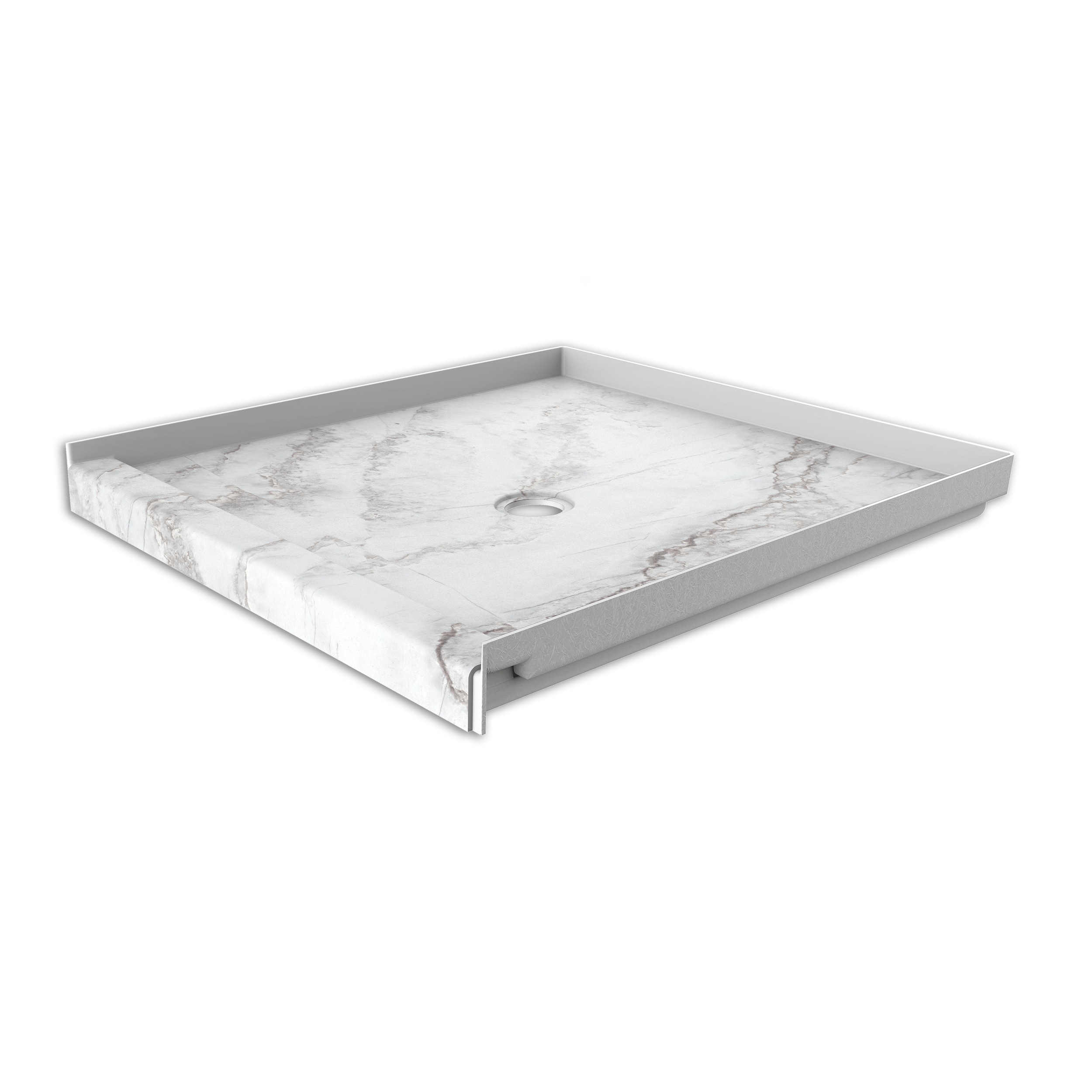 FlexStone FLXSBC3636CP 36-in W x 36-in L Calypso Single Threshold Square Shower pan base with 2.625-in H Threshold (Center Drain)