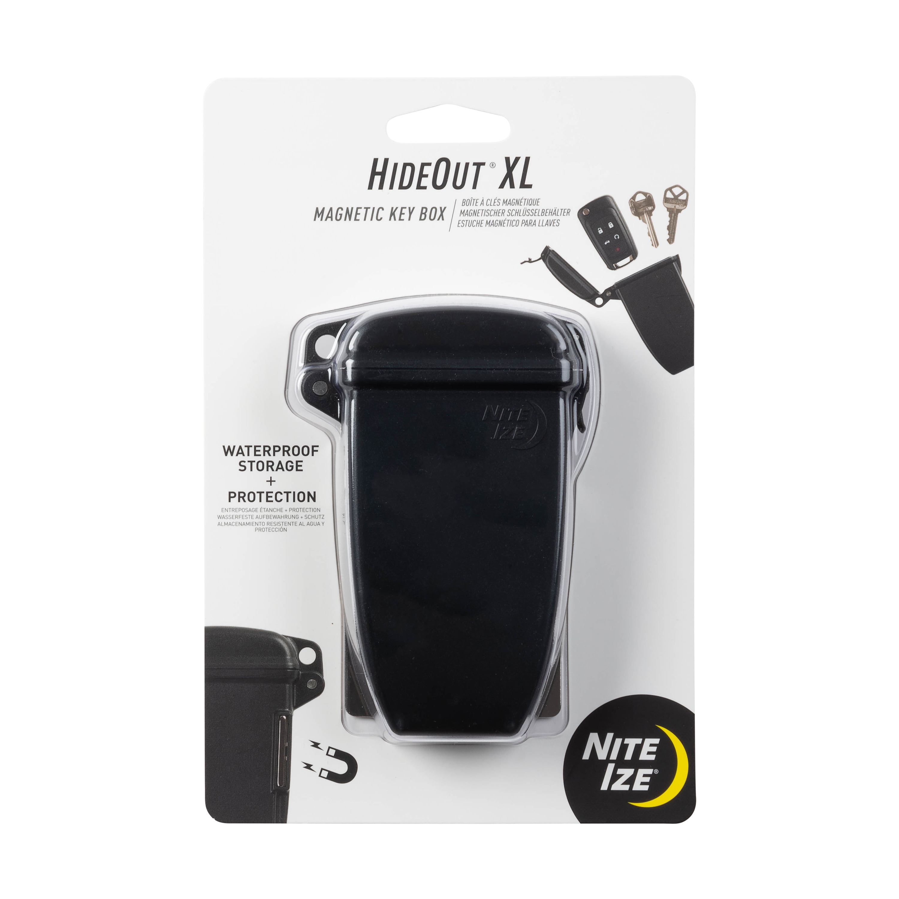 Nite Ize HideOut XL Magnetic Key Box - Black, Waterproof, Extra-Large Size, Neodymium Magnets