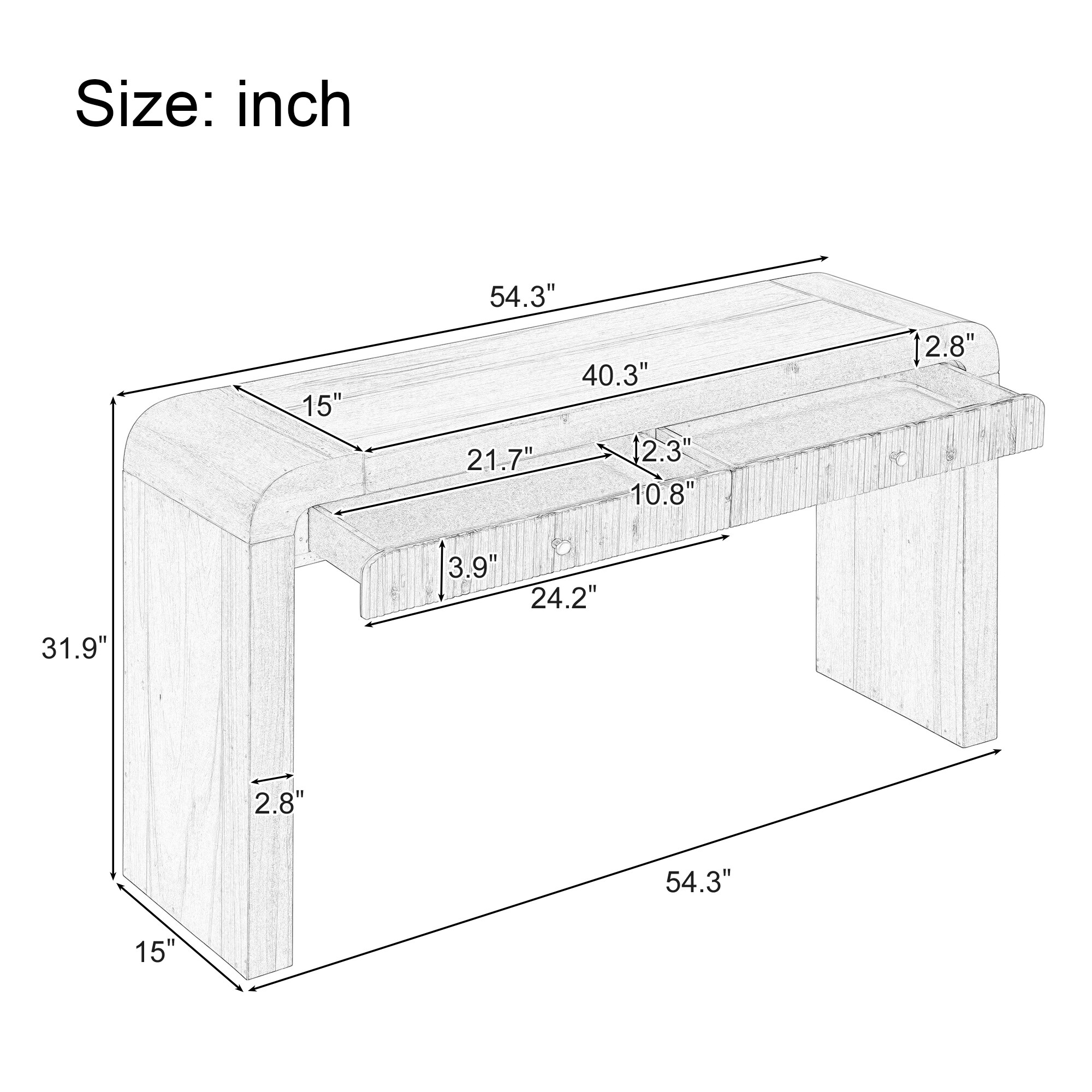 SINOFURN SYA330212GY Console-Sofa-Tables - View #3