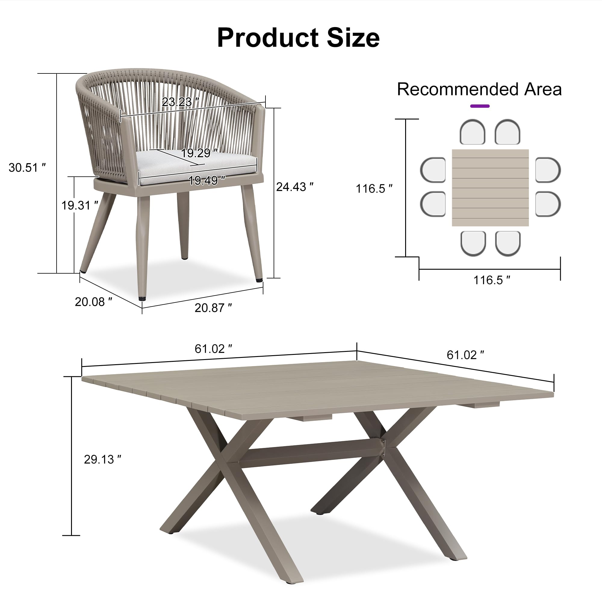 PURPLE LEAF LS04-BTLDS09-CP-155 Patio-Dining-Sets - View #8