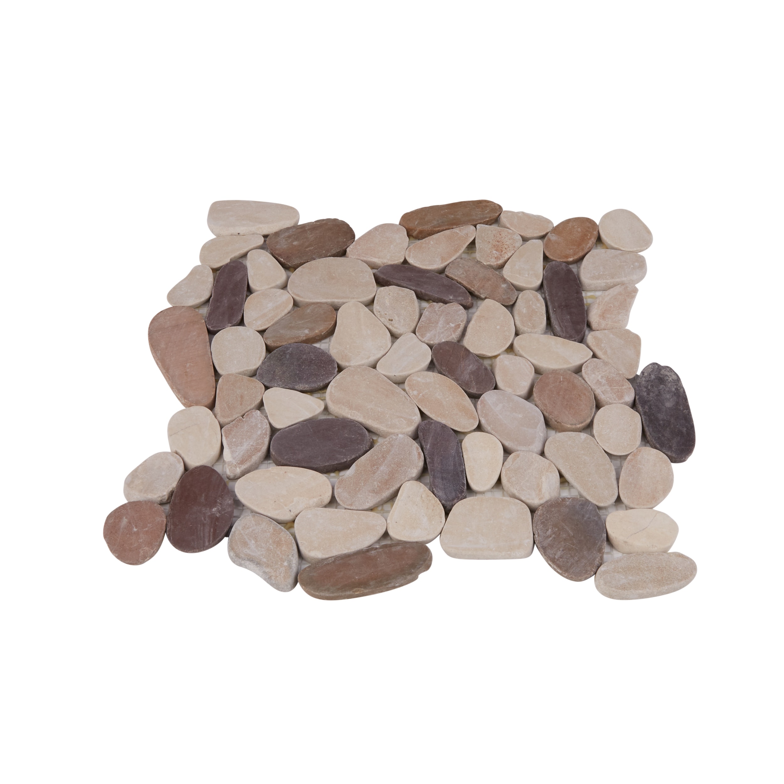 Rain Forest PTS-HNBNC pebble tiles Tan, Brown and Cherry 12-in x 12-in Honed Natural Stone Marble/Limestone Pebble Stone Look Floor and Wall Tile (5-sq. ft/ Carton)
