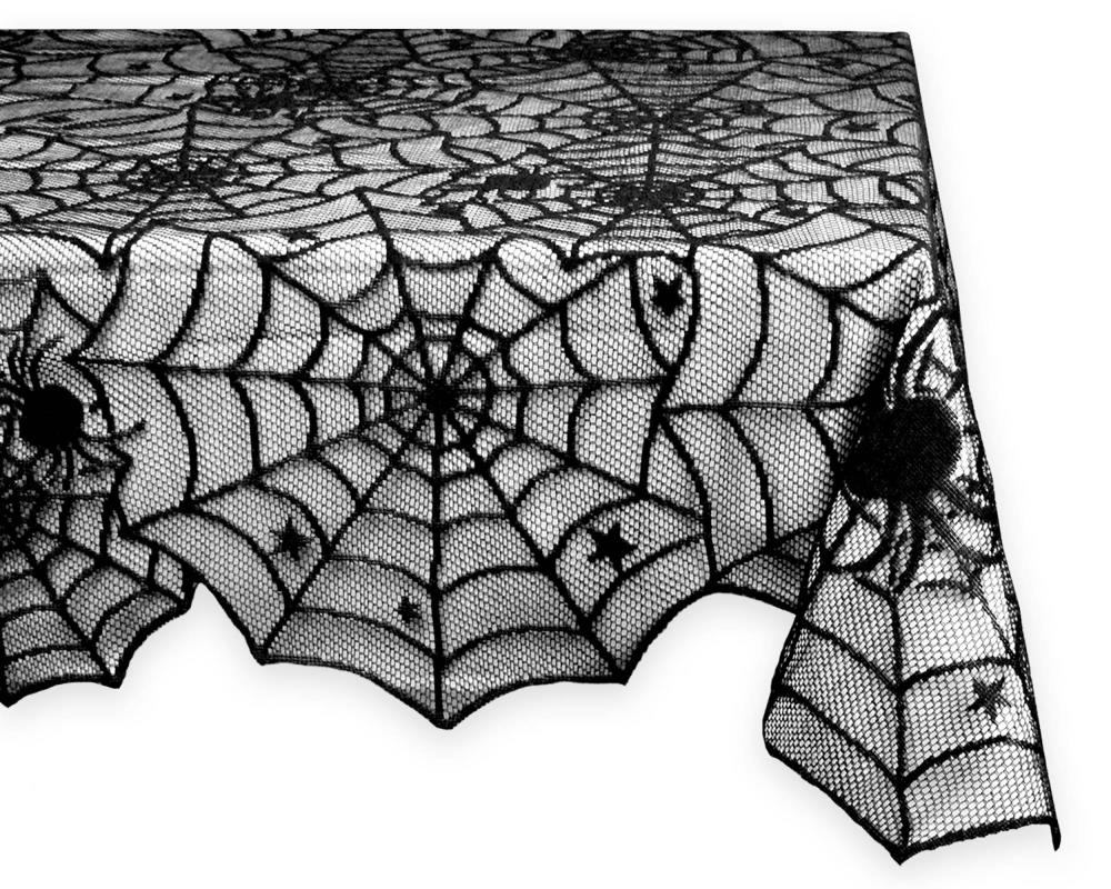  LuoluoHouse Black Lace Tablecloth 54x72 Inch Halloween