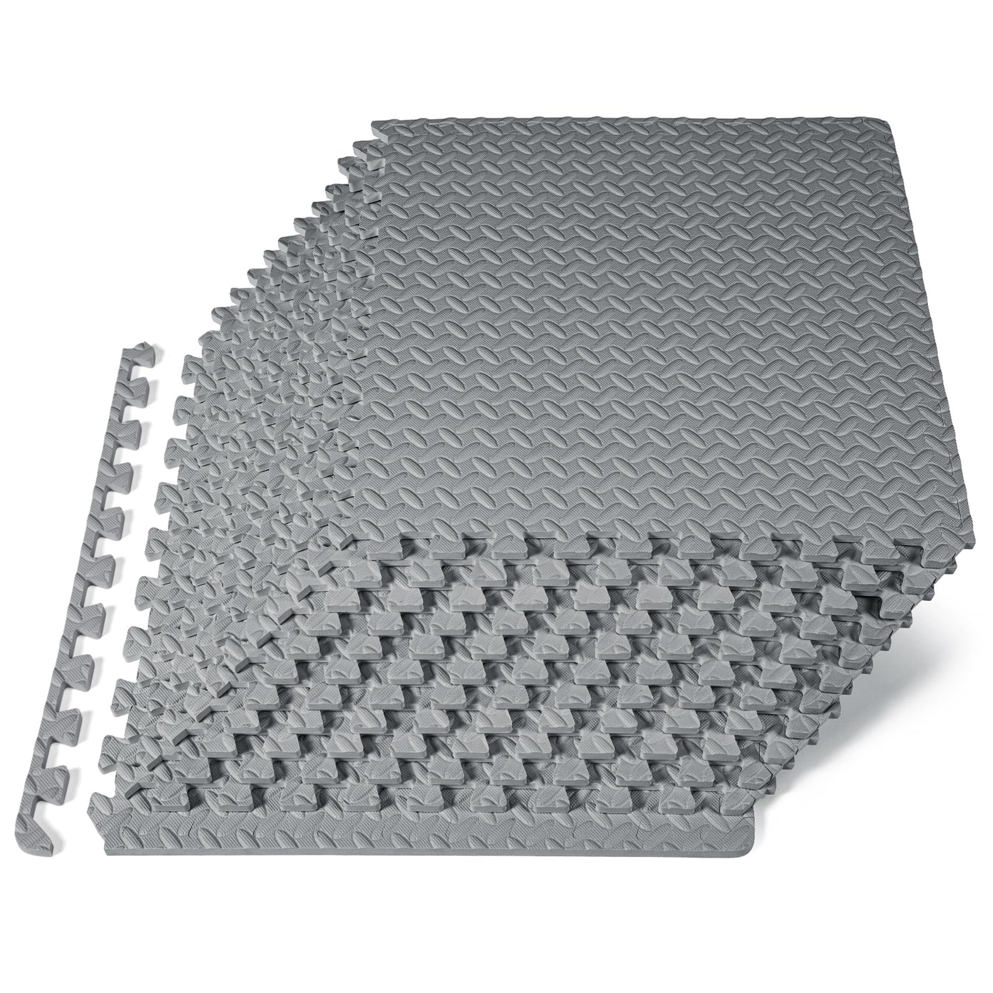 Wudkey 24x24x0.5 inch Exercise Puzzle Mat 12 Tiles Grey COVERS 48 SQ FT