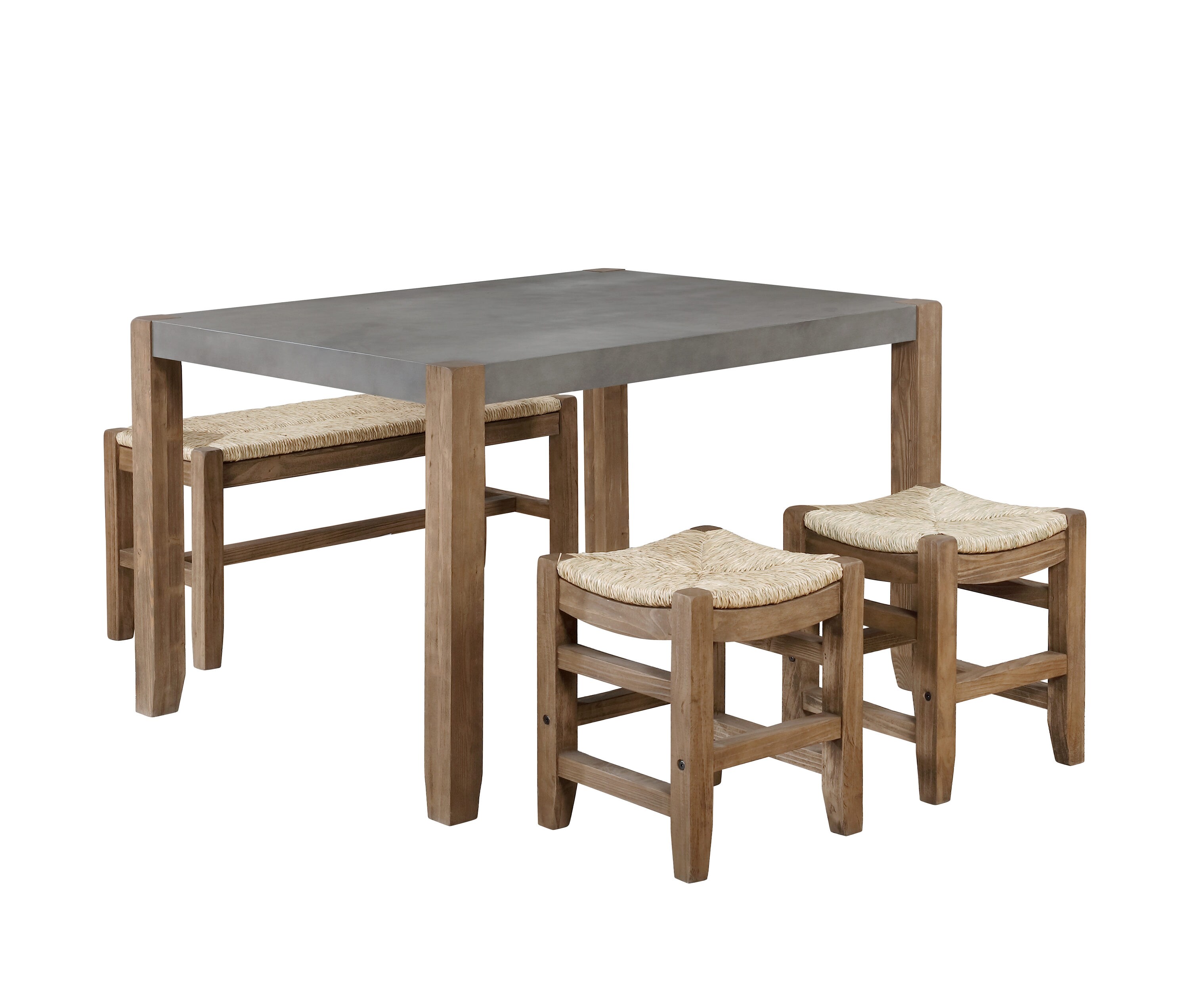 Alaterre Furniture ANNP04172071 Newport Gray Casual Dining Room Set with Rectangular Table (Seats 4)