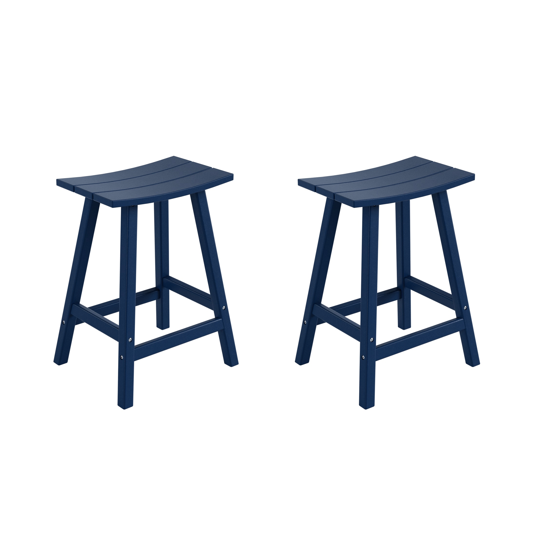 Westin Furniture OP7002-24-NB2 Laguna Set of 2 Navy Blue HDPE Frame Stationary Bar Stool Chair with Slat Seat