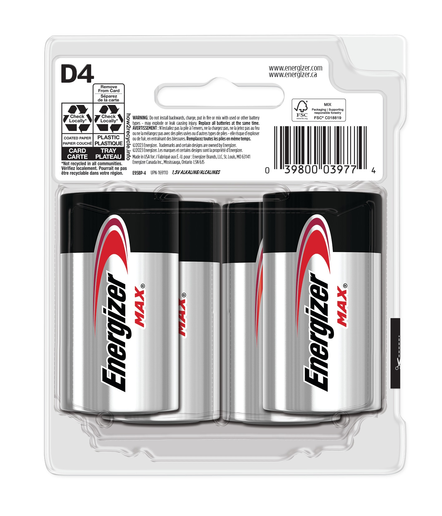 Energizer E95BP-4 D-Batteries - View #10