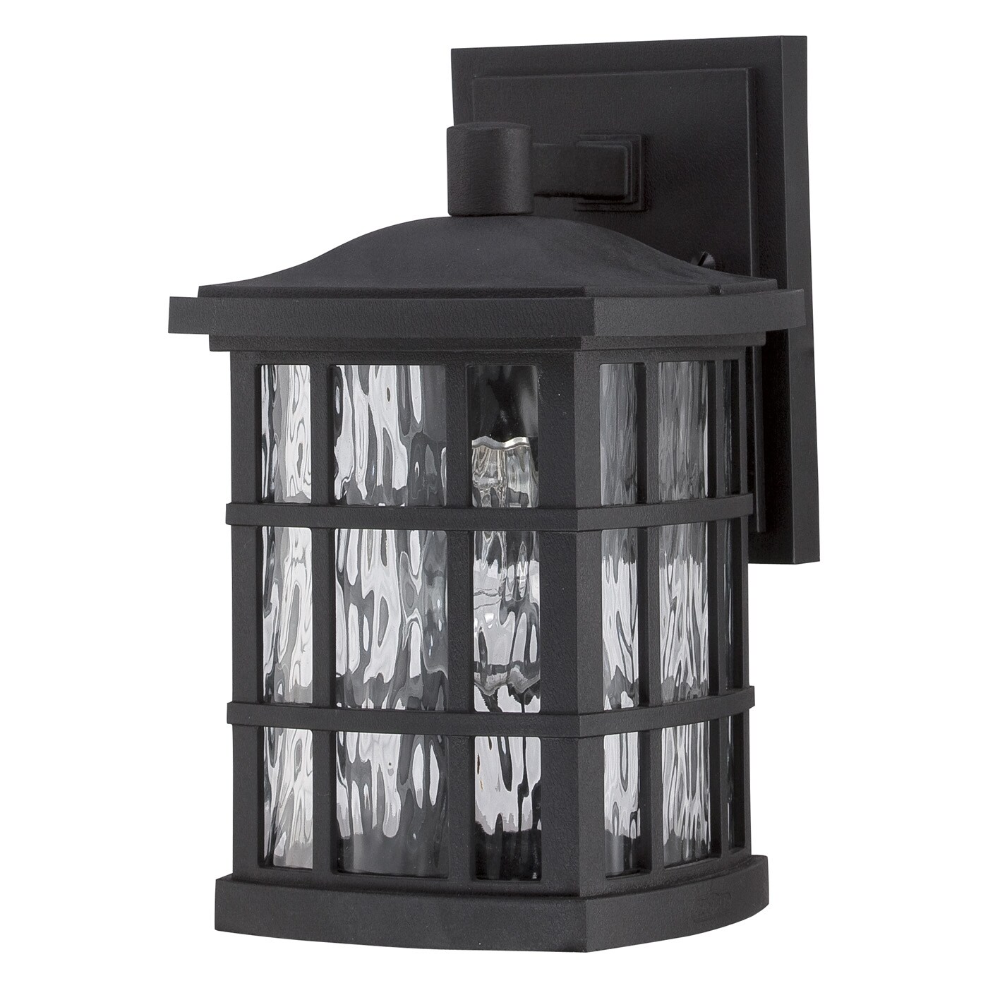 Mystic Black and Bronze Outdoor Wall Lantern with Clear Water Glass