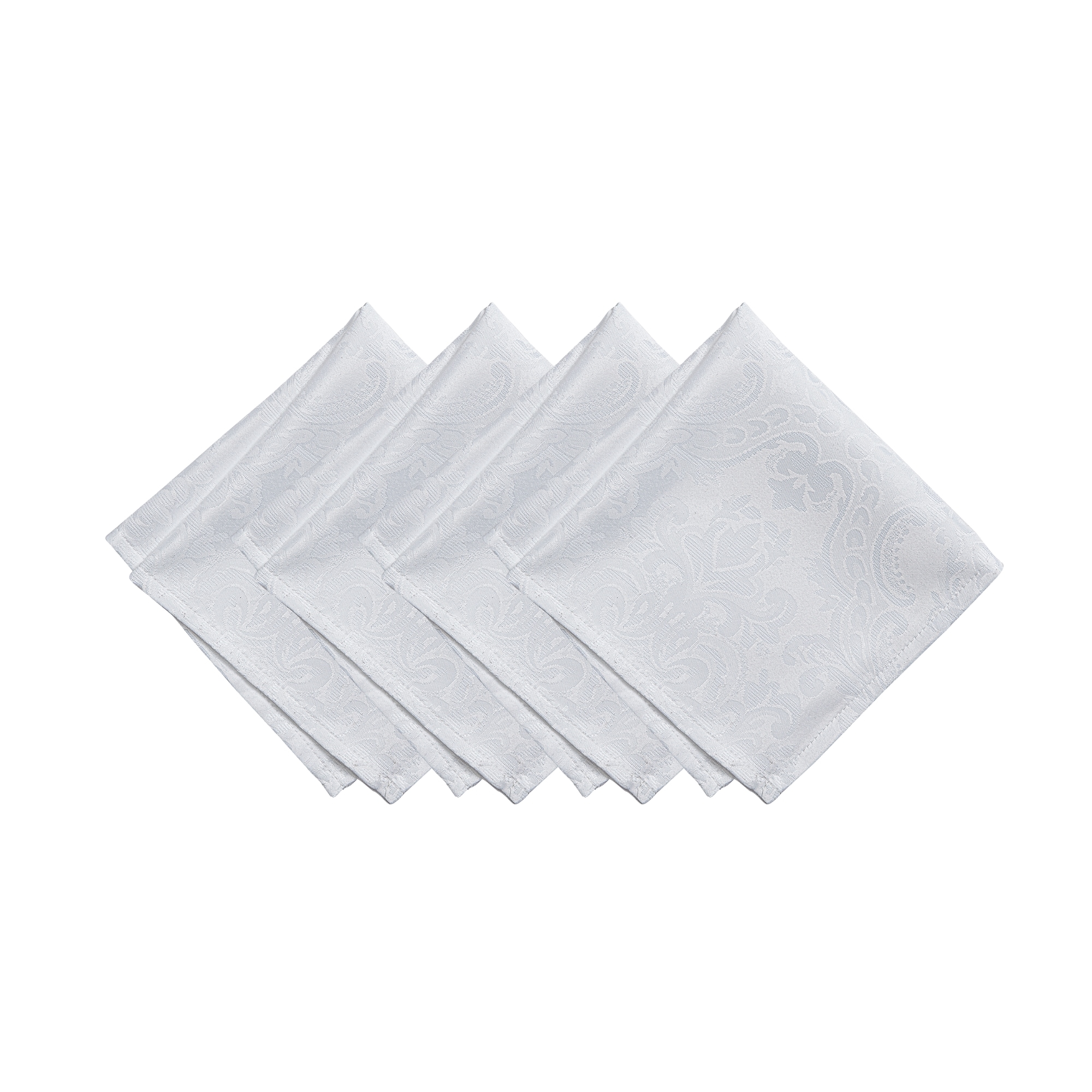 Elrene Home Fashions 739550333152 Caiden Woven Damask 4 -Pack White Polyester Square Napkin(s)