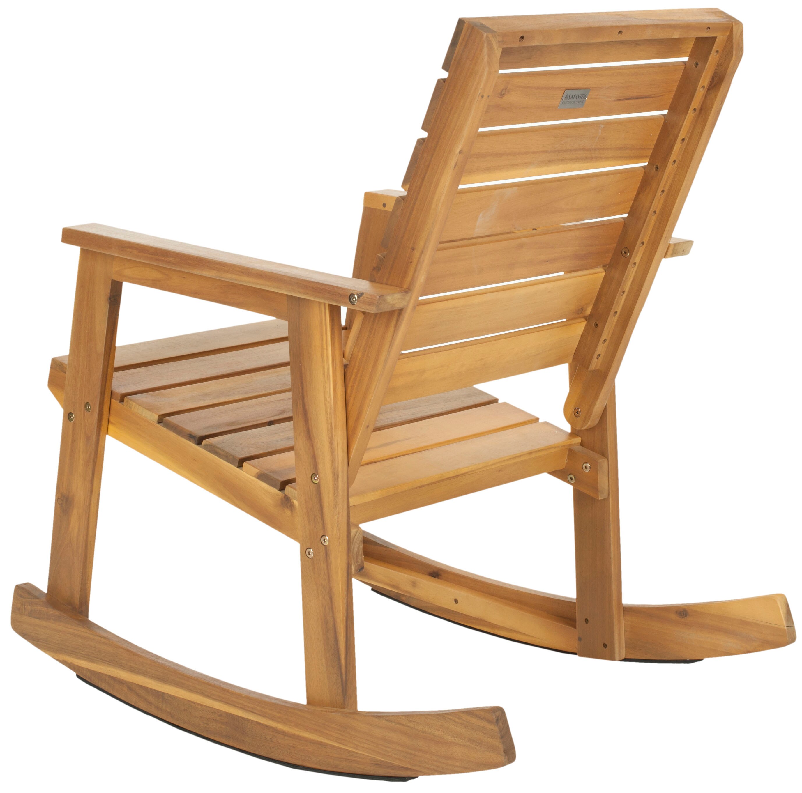 Safavieh FOX6702B Alexei Brown Wood Frame Rocking Chair with Slat Seat