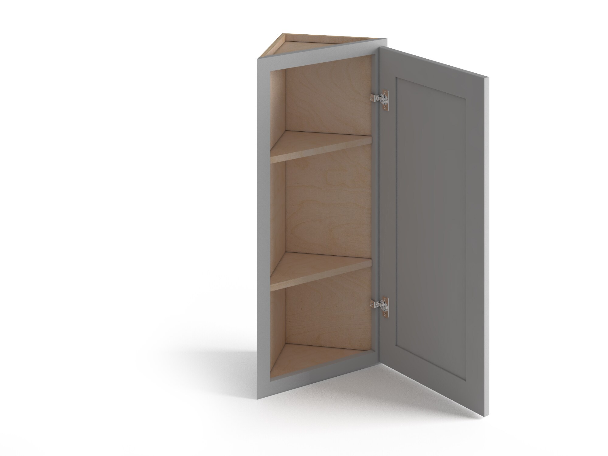 Valleywood Cabinetry Proper Gray 12-in W x 36-in H x 12-in D Proper Gray Birch Diagonal Corner Wall Ready To Assemble Plywood Cabinet (Flat Panel Shaker Style)