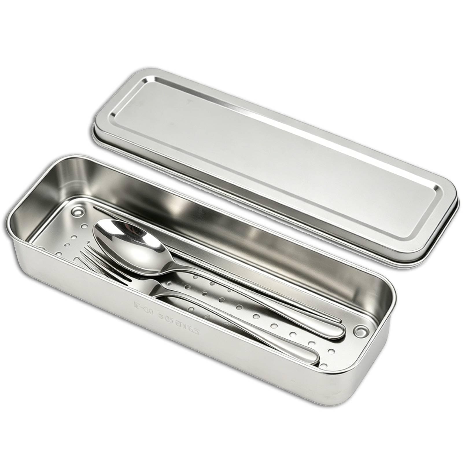 UUDULY  Stainless Steel Utensil Holder with Lid for Kitchen Drawer Silverware Organizer with Drainage for Cutlery Storage and Portable Use