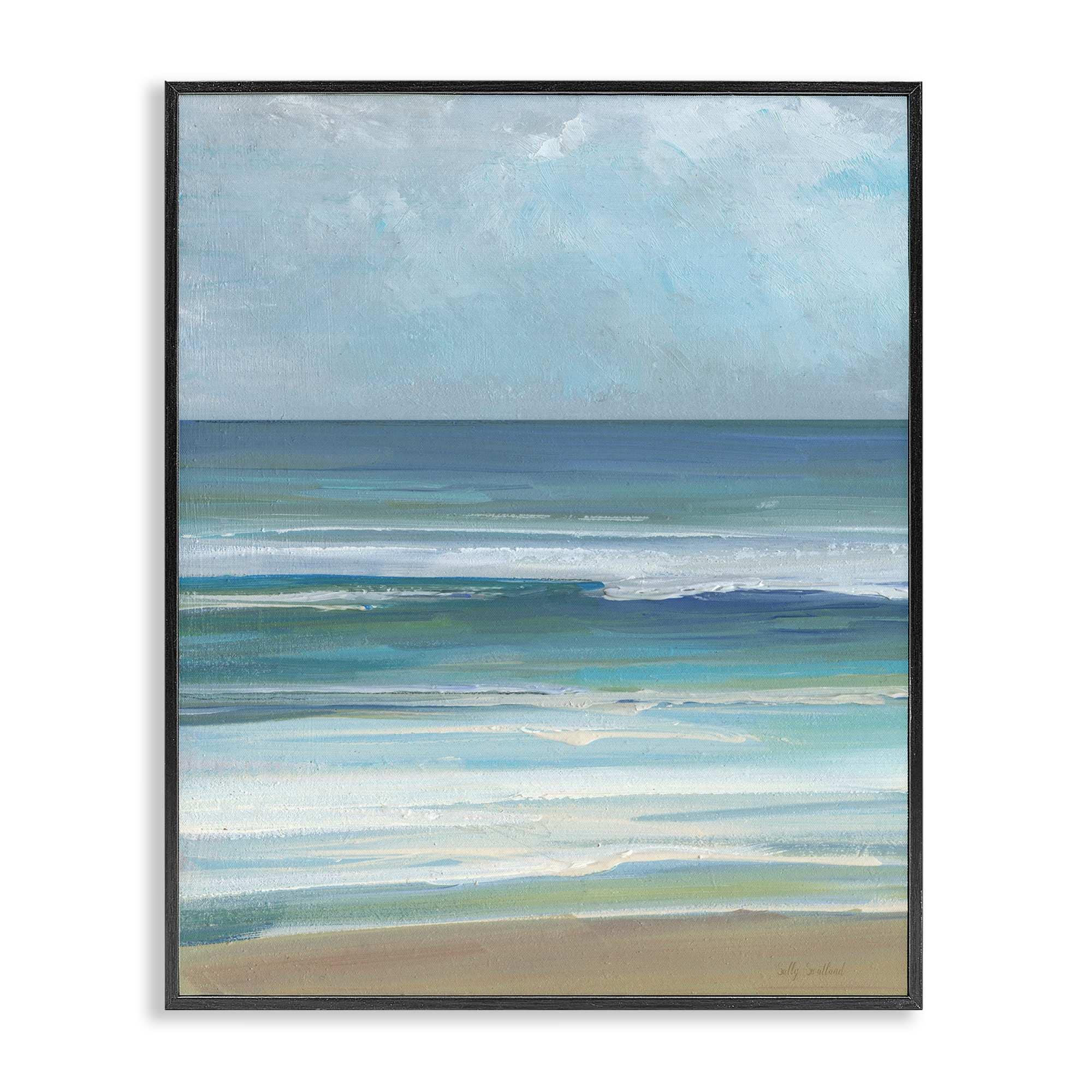 Stupell Industries BT-997-FR-24X30 Calming Beach Wave Visage Black Framed Giclee Art By Sally Swatland 24 x 30