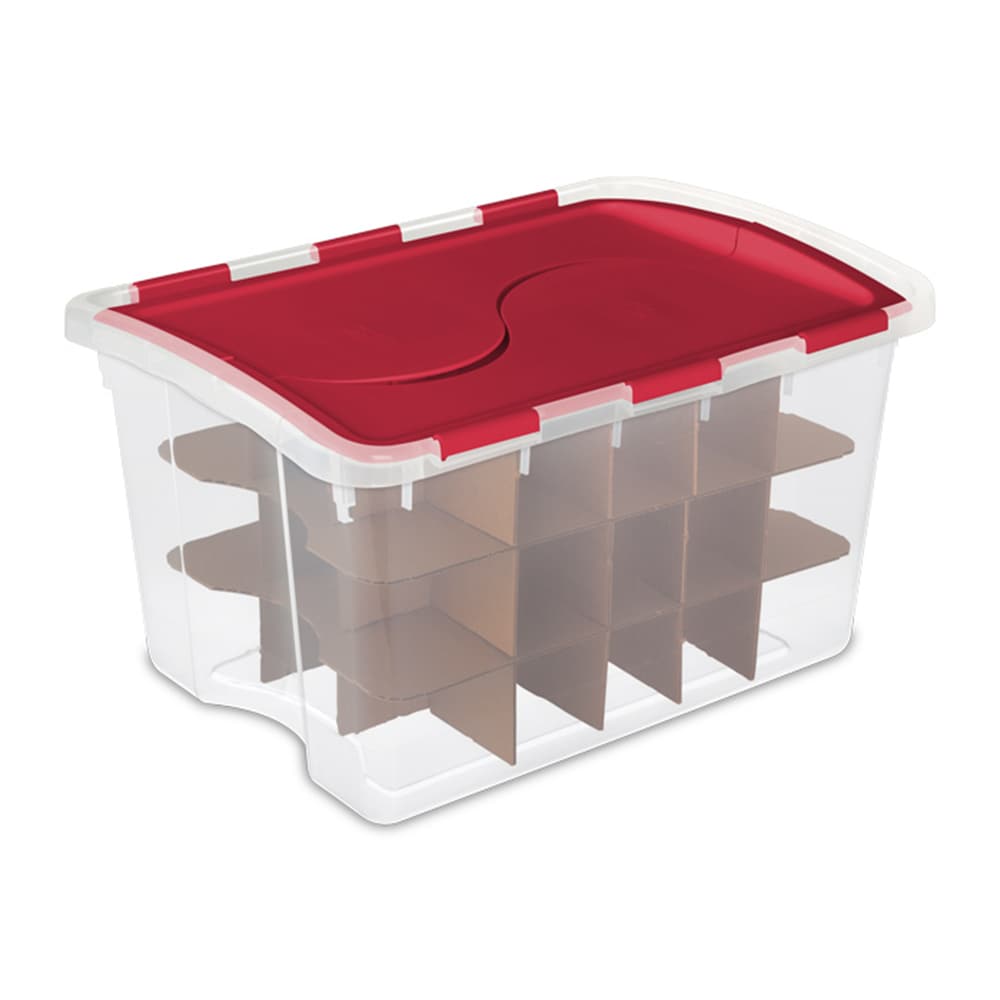 Sterilite Corporation 6.63-in x 2.75-in 1-Compartment Clear Plastic Ornament  Storage Box at