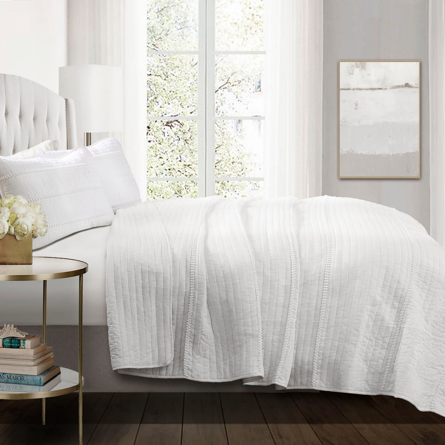 Lush Decor 16T001692 White Solid Full/Queen Quilt Cotton