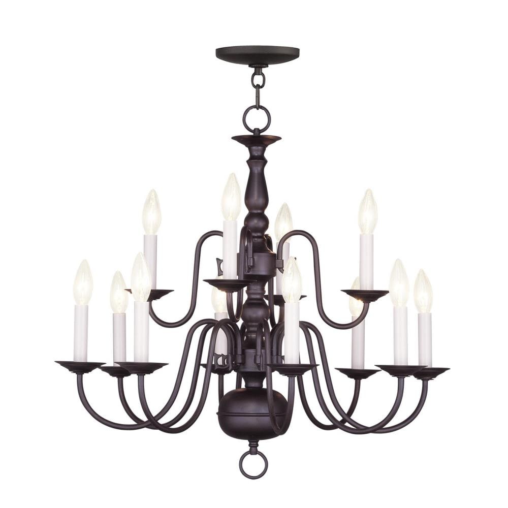Livex Lighting Williamsburg 12-Light Polished Brass Traditional Dry rated  Chandelier