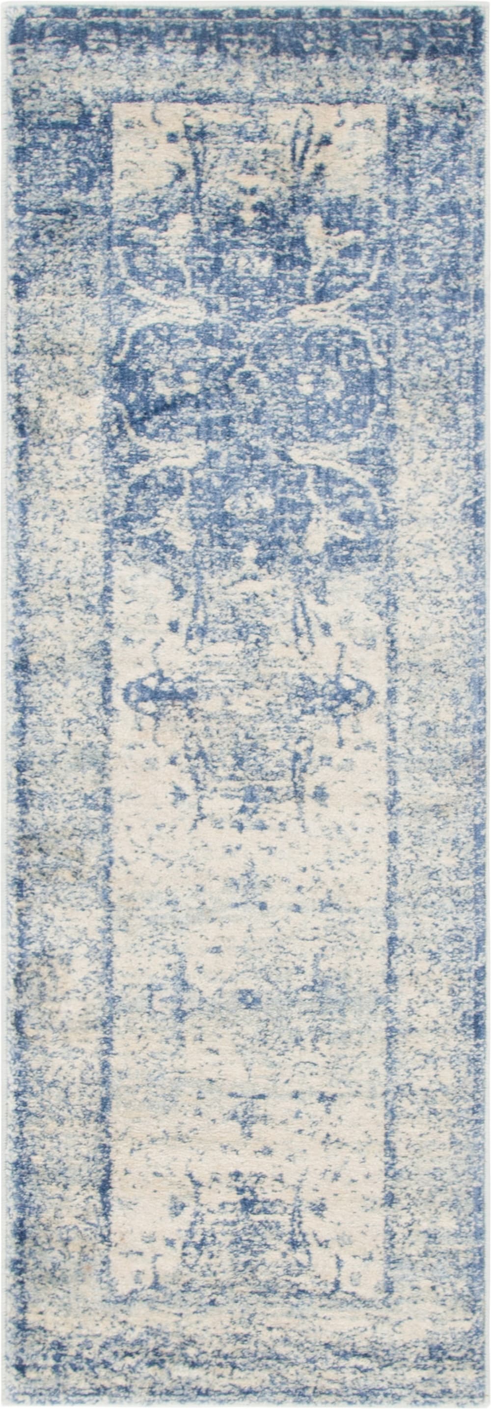 Unique Loom 3141762 Barrington Asheville 2 x 6 (ft) Loomed Polypropylene Navy Blue/Beige Rectangular Indoor Floral/Botanical Vintage Runner rug