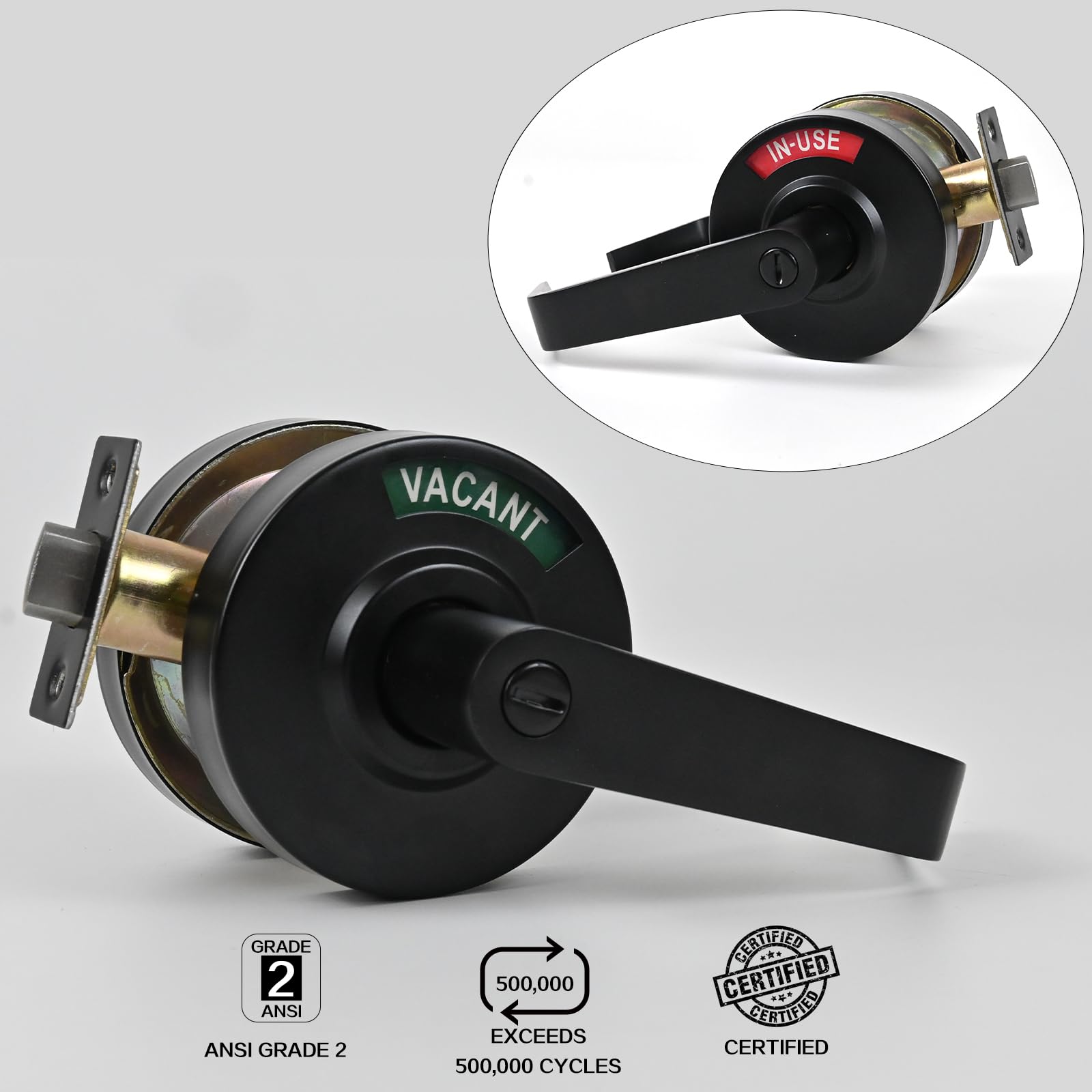 LILILIAN FMY Matte Black Bathroom Indicator Lock Privacy Door Handle ...