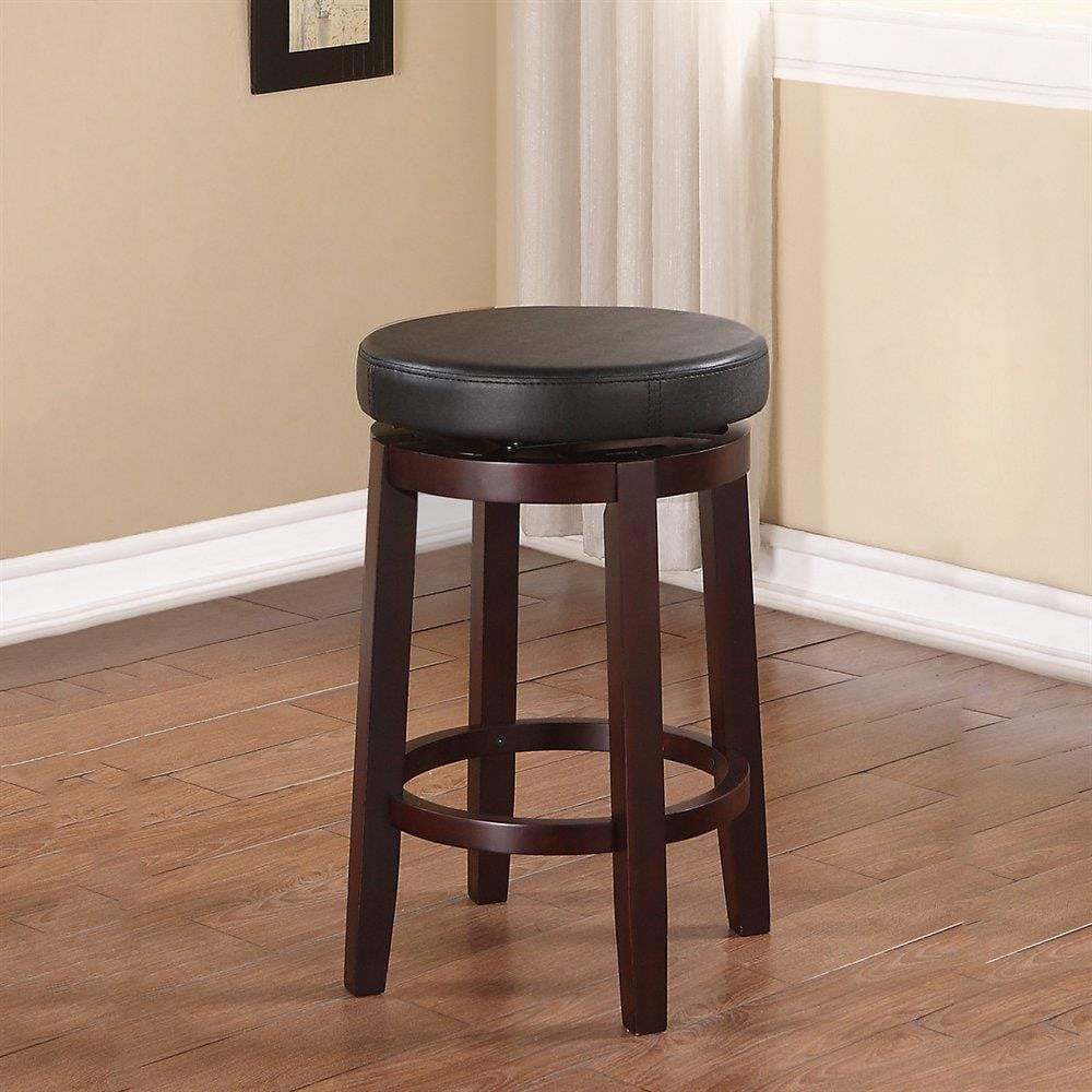 Linon Brown 24 In H Counter Height Upholstered Swivel Wood Bar Stool At   10480615 