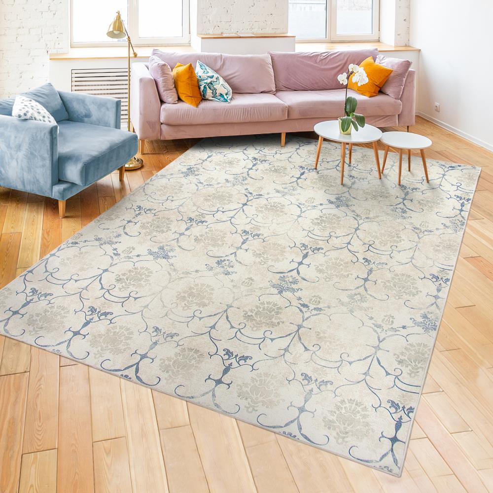 Ruggable Washable 8 x 10 Cream Damask Area Rug at Lowes.com